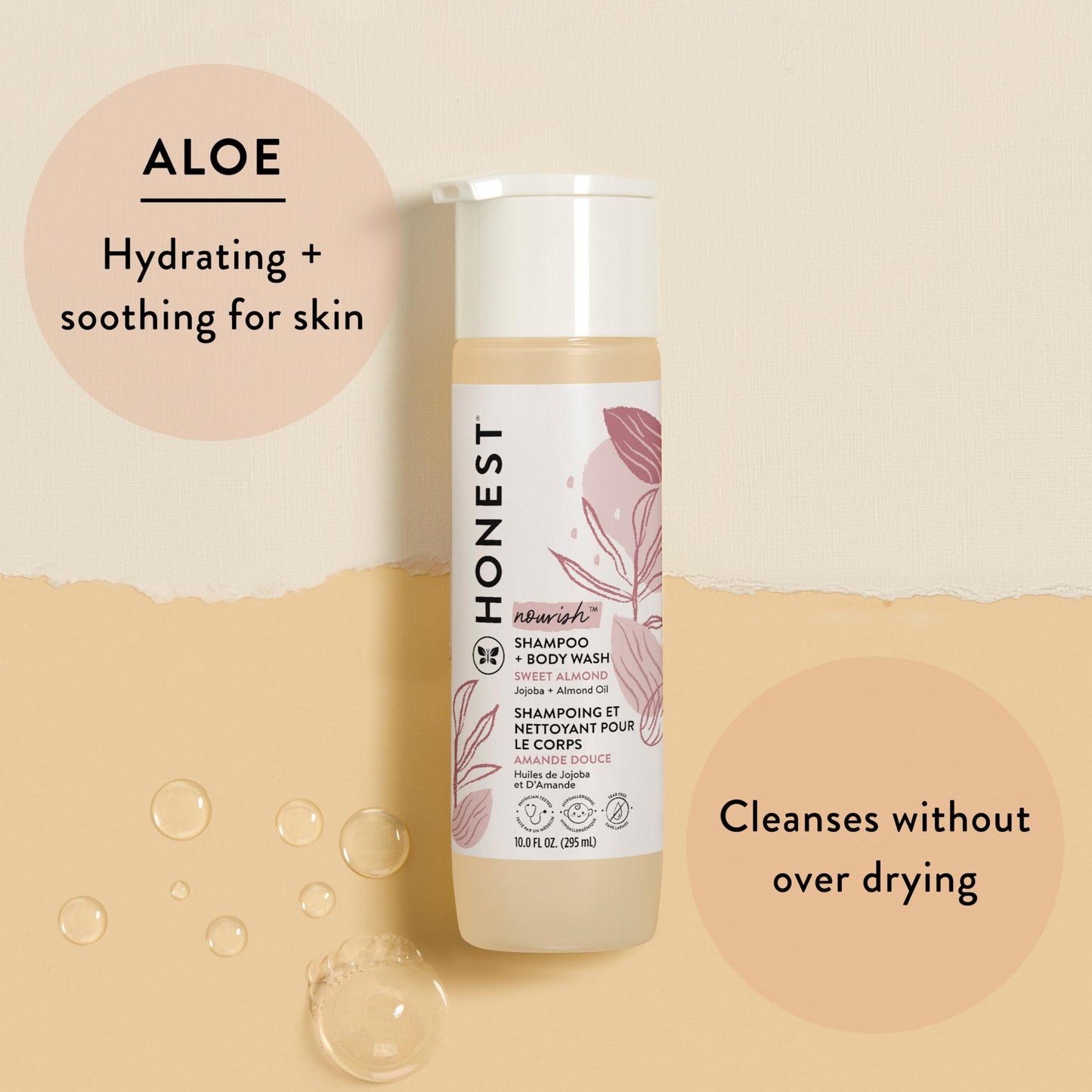 The Honest Company 2-in-1 Cleansing Shampoo + Body Wash for Sensitive Skin | Gentle for Baby | Naturally Derived, Tear-free, Hypoallergenic | Fragrance Free, 10 fl oz