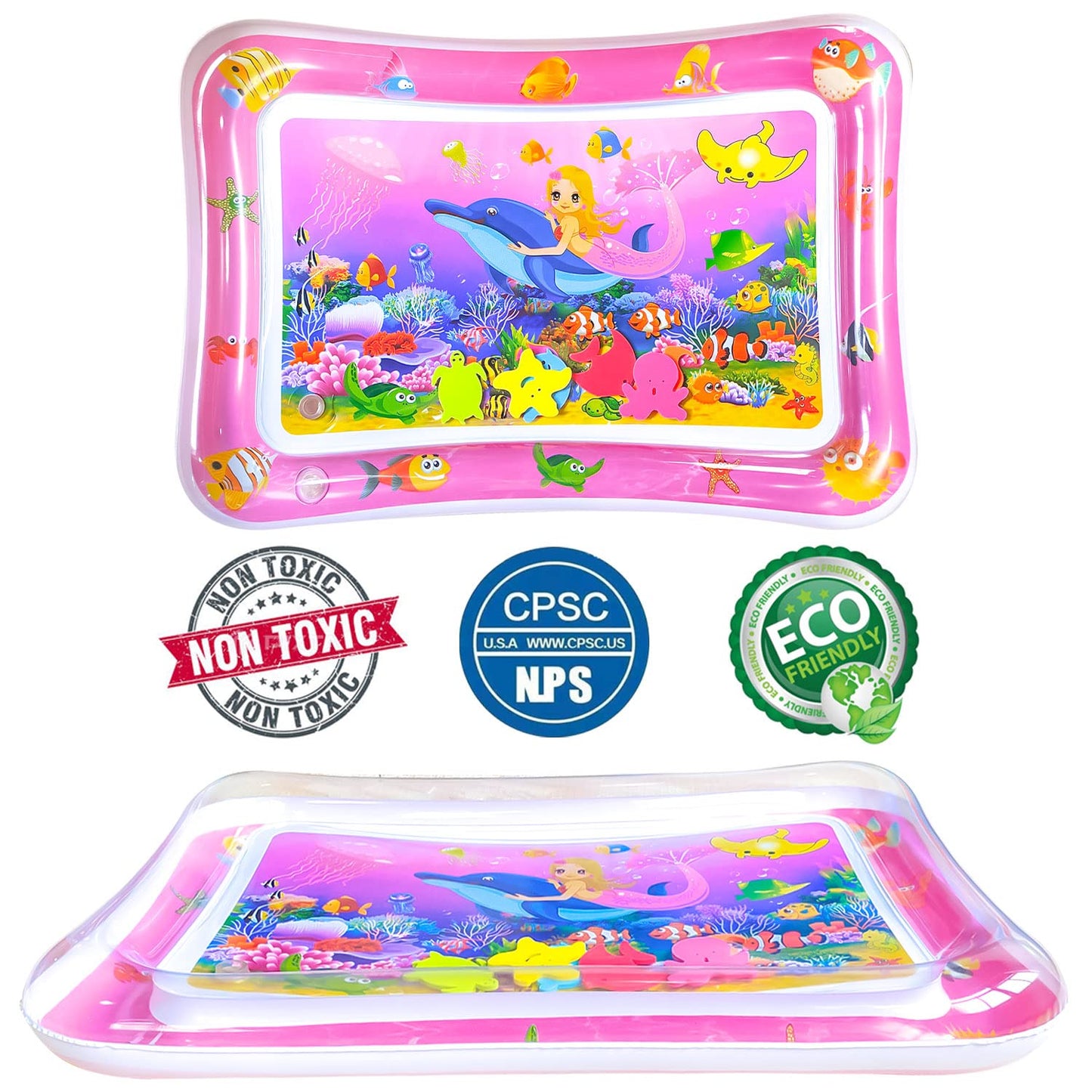 ZHUYNXIR Extra Big Infant Toys, Tummy time mats,Tummy time Toys, Baby Pink Water Play mat, Fun Early Development Activity Play Center for Newborn, Pink 39.5x31.5 in.