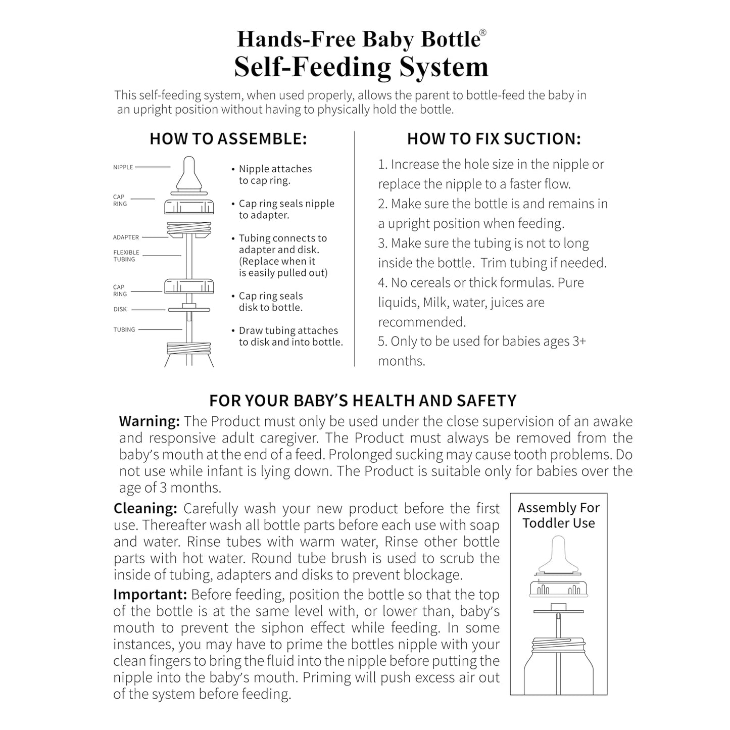 Hands-Free Baby Bottle - Anti-Colic Self Feeding Baby Bottle System 9 oz (1 Pack - Fox)