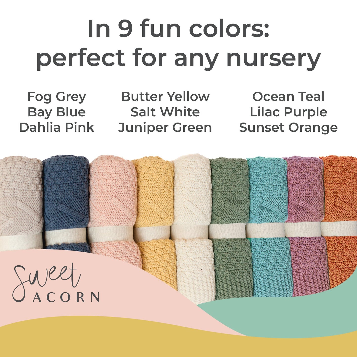 Knit Baby Blanket in Elegant Pattern, Organic Cotton Blankets for Crib or Stroller, Receiving Blankets - Salt White
