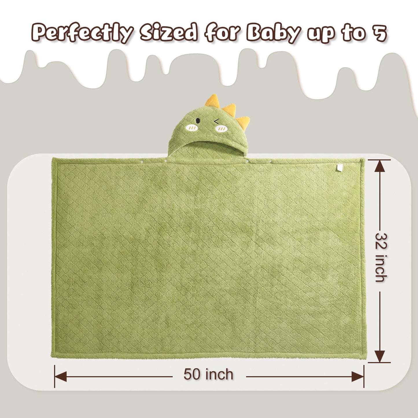 Hooded Baby Towels Boy for 0-6 Years, 50"x 32" Extra Large Toddler Bath Towels with Hood for Boys & Girls, 2-Pack Absorbent Thick Soft Gift for Kids Yellow Lion & Orange Monkey