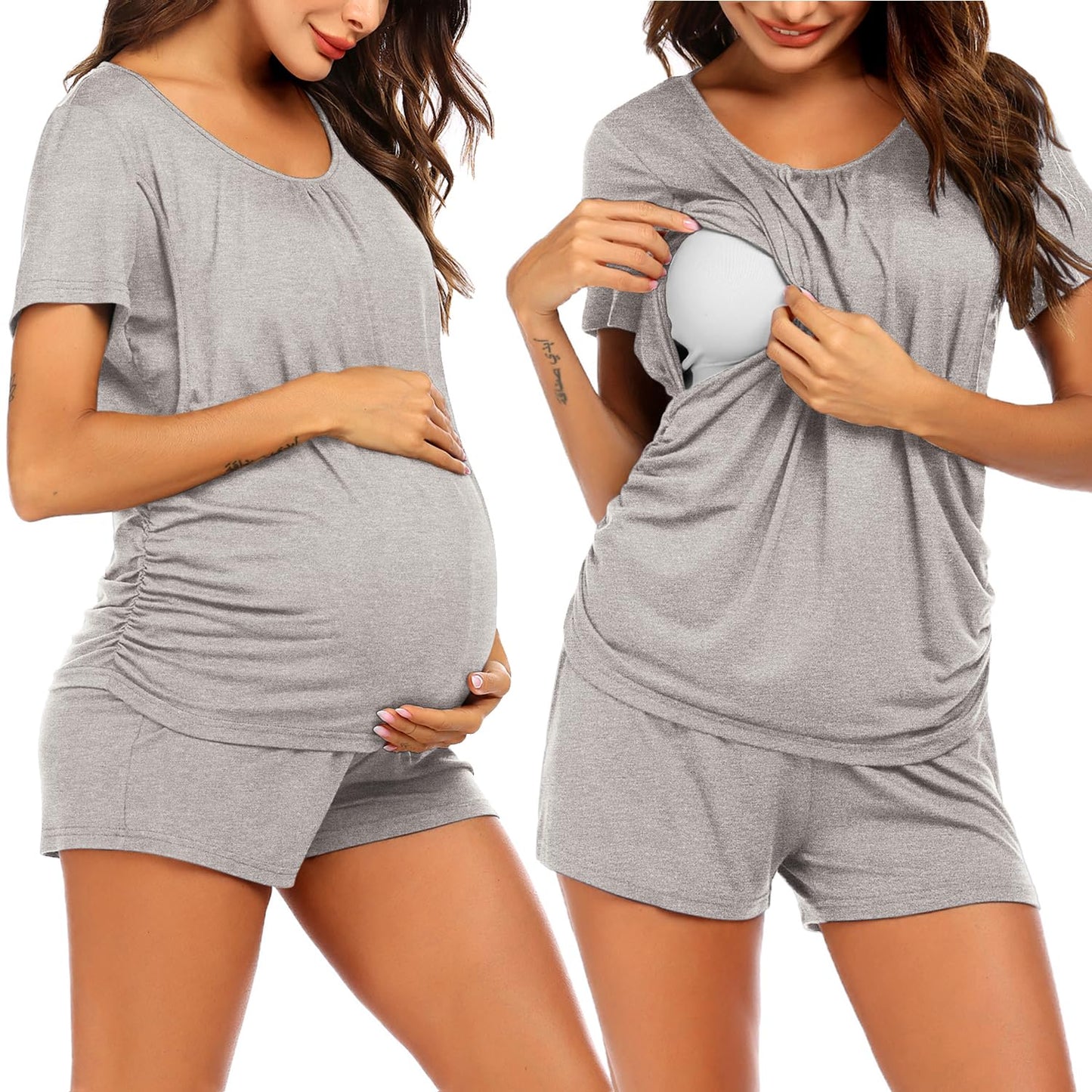 Ekouaer Womens Maternity Pajamas Nursing Pjs for Breastfeeding Soft Postpartum Lounge Sets Sleepwear Layer Pregnancy Clothes