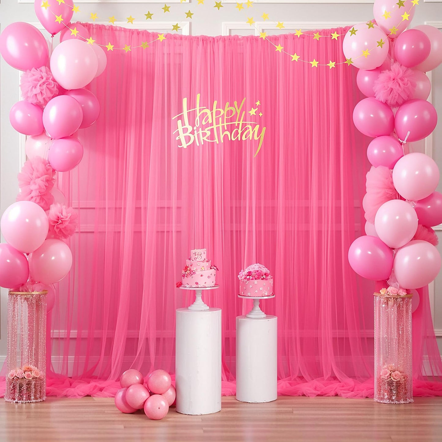Champagne Tulle Backdrop Curtain for Parties Wedding 10ft×8ft Champagne Sheer Backdrop Curtains for Baby Shower Bridal Shower Reception Birthday Party Christmas Photoshoot Decorations 2 Panels