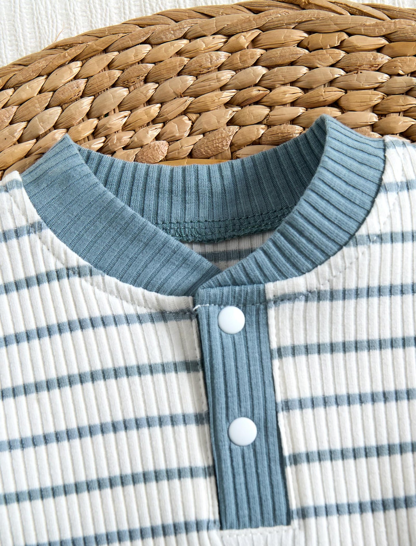 Baby Boy Outfits Ribbed Short Sleeve Striped Romper Top Solid Shorts with Pocket Baby Boy Summer Clothes 0-18M