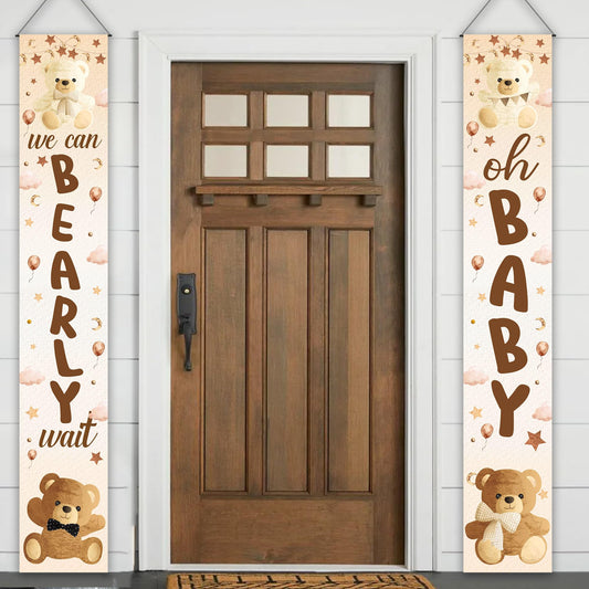 umoni Teddy Bear Banner, We Can Bearly Wait, Brown Glitter, Baby Shower Decorations, Gender Reveal Party Supplies, 19.0x70.0 inches