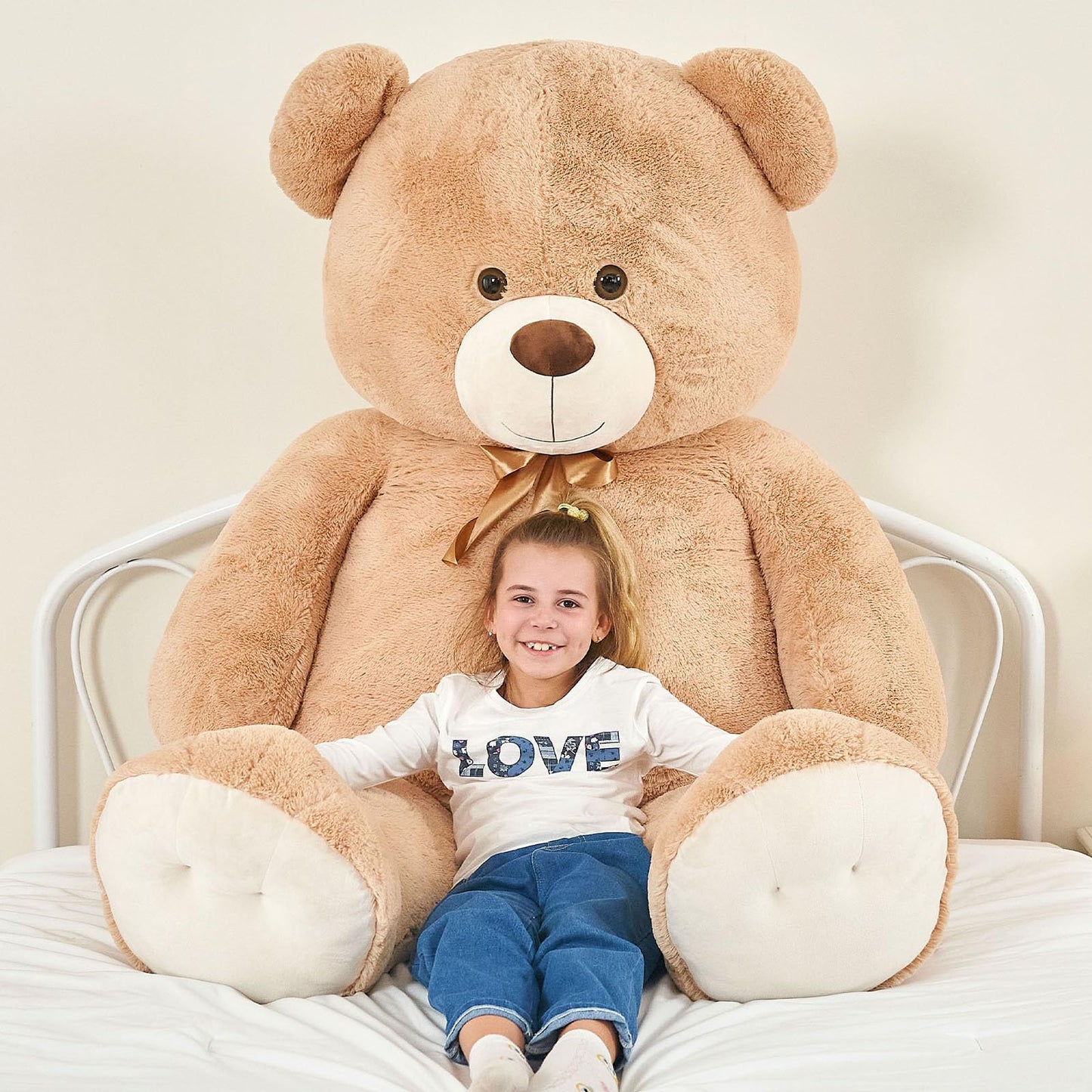 Tezituor 59" Gaint Teddy Bear Stuffed Animal,5ft Life Size Big Teddy Bears,Light Brown Cute Soft Plush Toy,Gifts for Kids Girls Boys Girlfriend Valentine,Christmas,Birthday,Baby Shower,Wedding Party