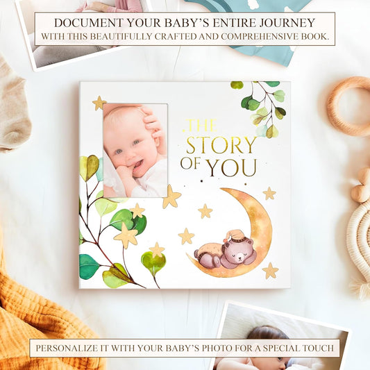 Modern Baby Memory Book Gender Neutral with Ample Photo Space, First 5 Year Journal Baby Book Keepsake with Spacious Pregnancy Section, Scrapbook Baby Photo Albums, Ideal for Baby Shower Gifts