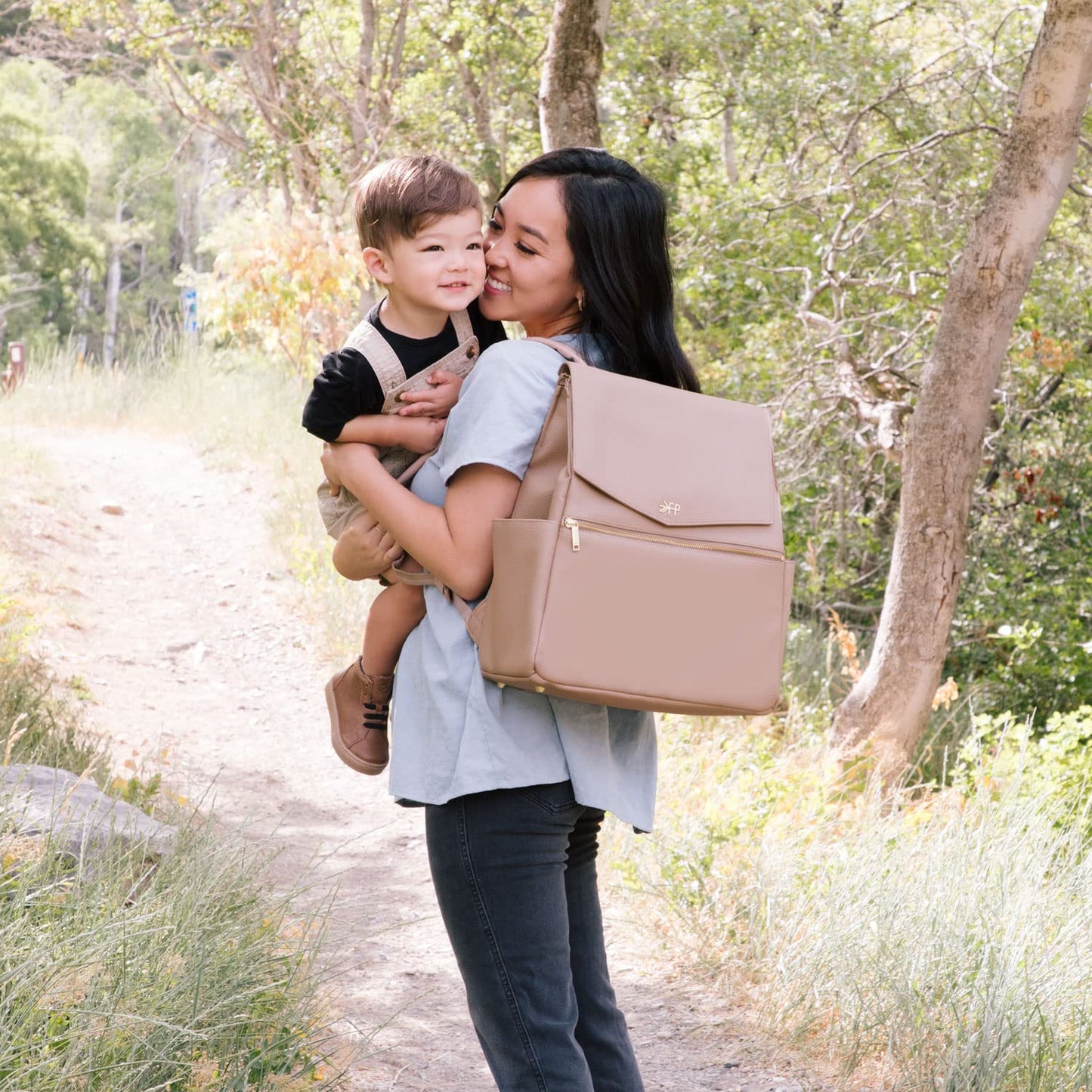 Freshly Picked Classic II Diaper Bag Backpack, Wipeable Vegan Leather With Changing Pad (Sage Green V2)