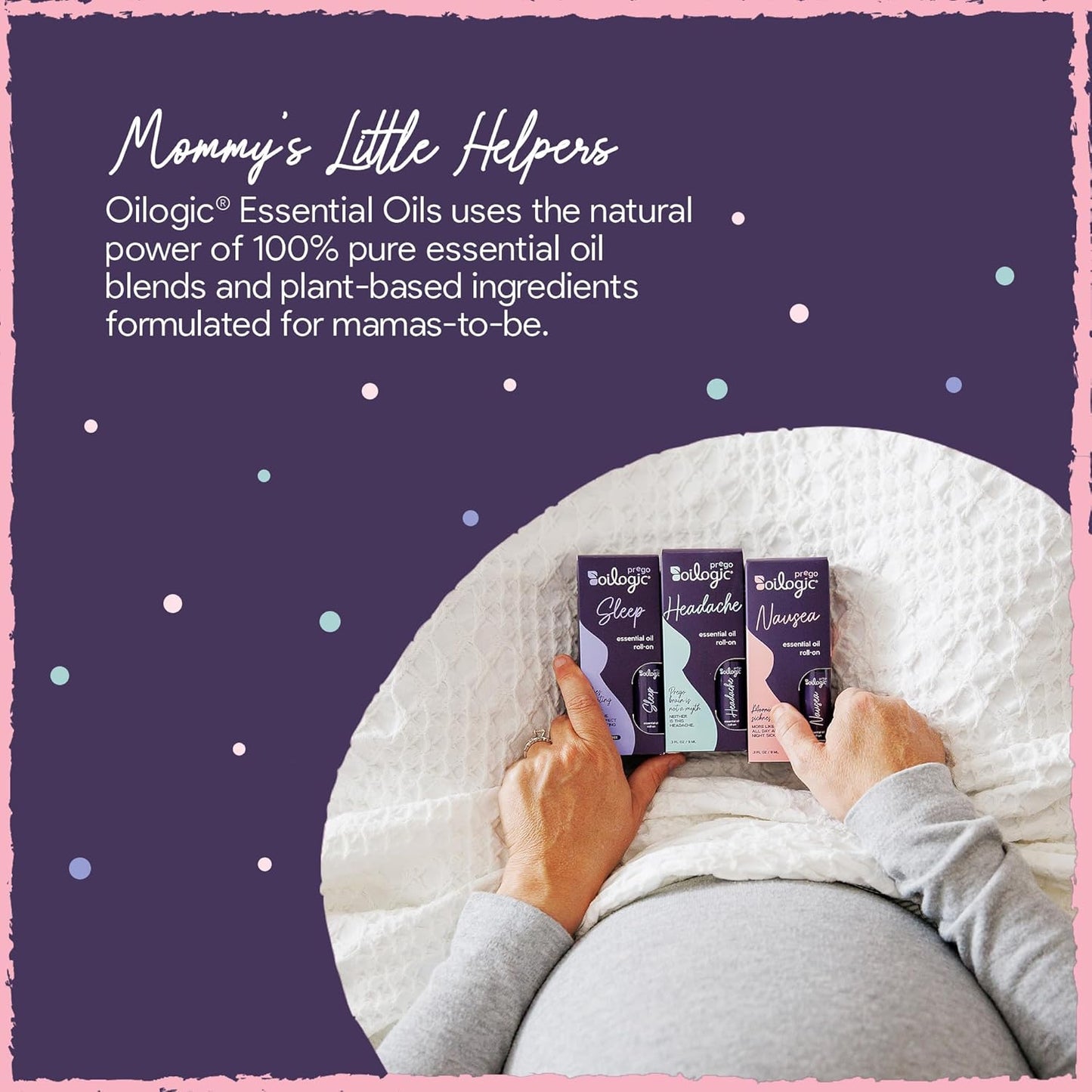 Oilogic Essential Oils Roll On Set, Pregnancy Solutions Set - 3-Piece Set Includes Sleep, Nausea & Headache Essential Oil Blends for Pregnant Moms