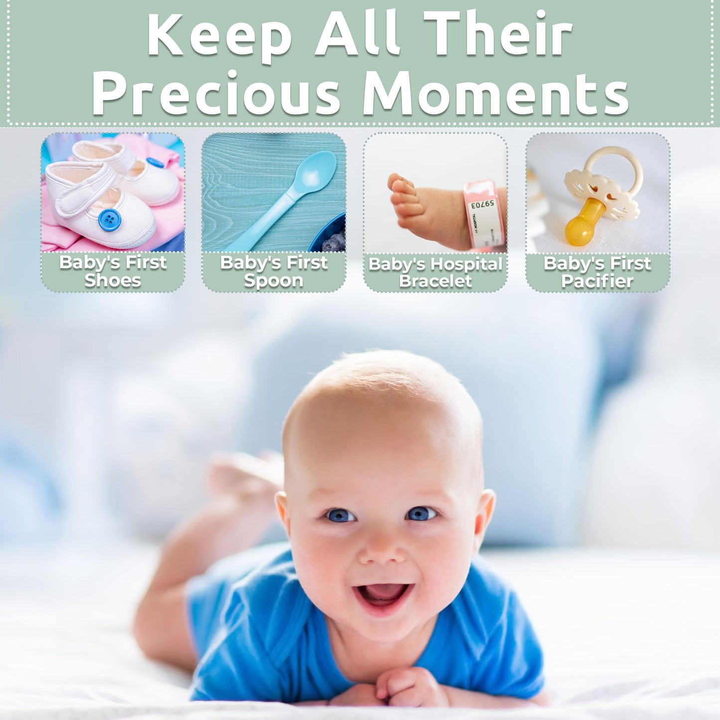 VOTUM Baby Keepsake Box for Treasured Memories, Fairytale - Lightweight, Handcrafted Baby Boxes with 9 Labeled Compartments for First Memories - Gender Neutral Baby Shower Gifts for Girls, Boys