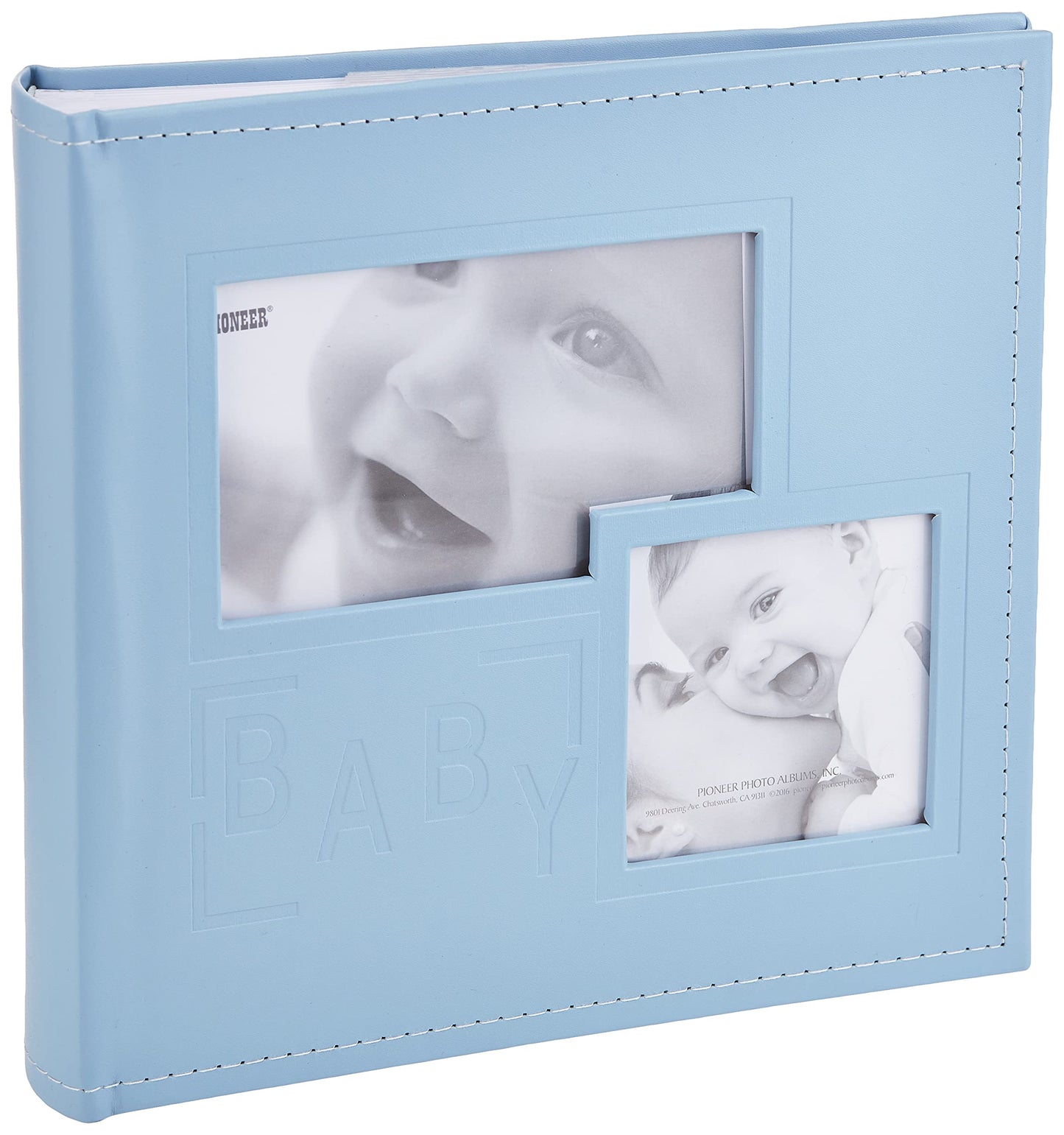 Pioneer Photo Albums DA-200COLB/B 200-Pocket Embossed Baby Leatherette Frame Cover Album for 4 by 6-Inch Prints, Blue