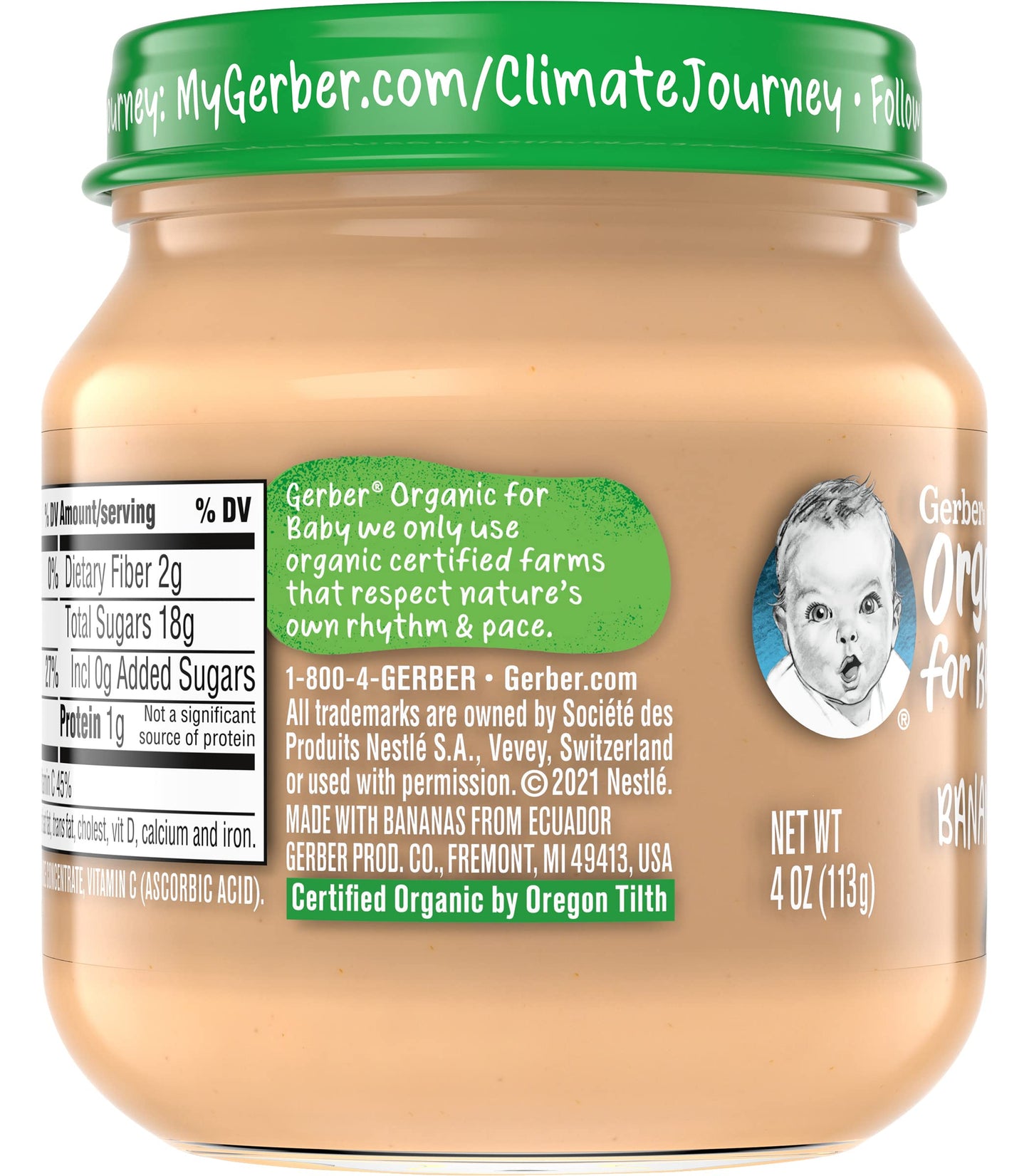 Gerber Organic for Baby 2nd Foods Veggie Power Baby Food Jar (Banana, Pack of 6)