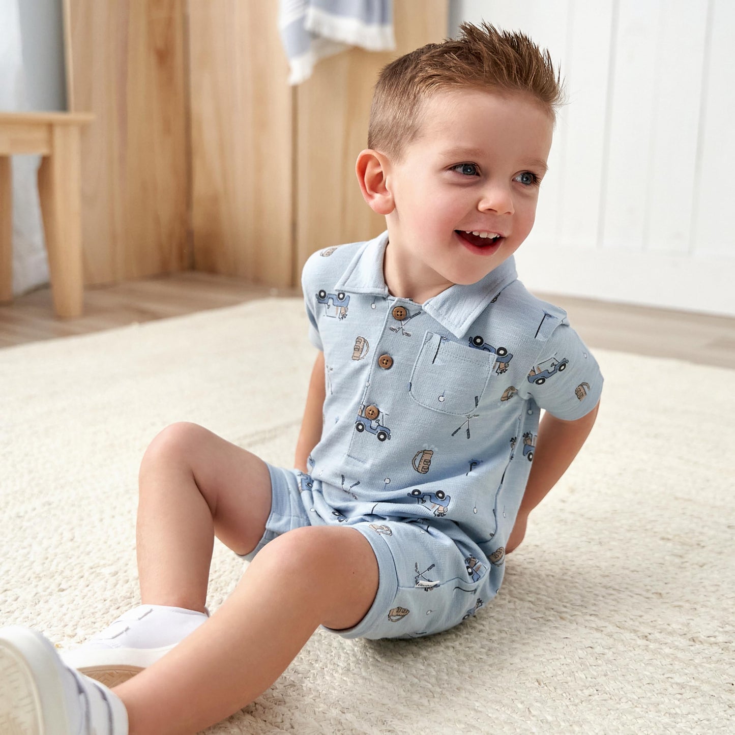 Gerber Baby Boys' Cotton Polo Romper