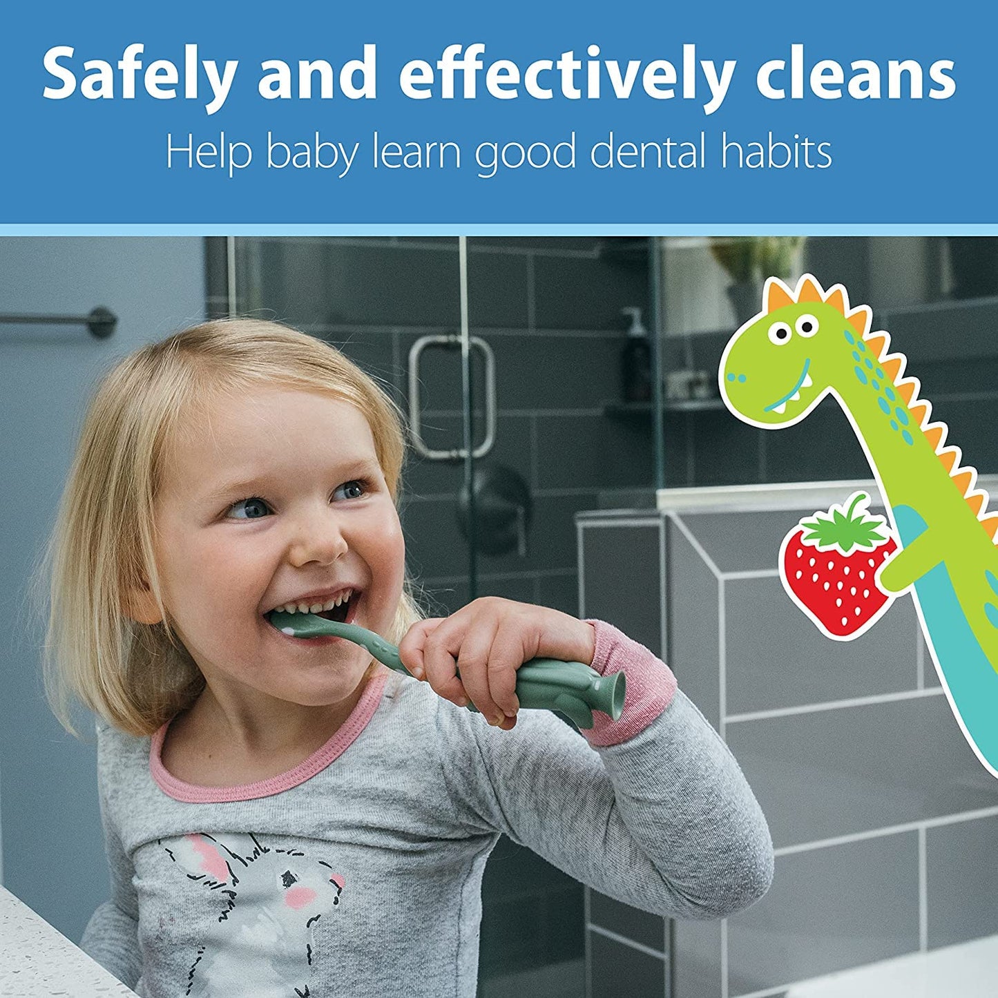 Dr. Brown's Infant-to-Toddler Training Toothbrush, Soft for Baby's First Teeth, Pink Elephant, 0-3 Years (Colors/Styles May Vary)