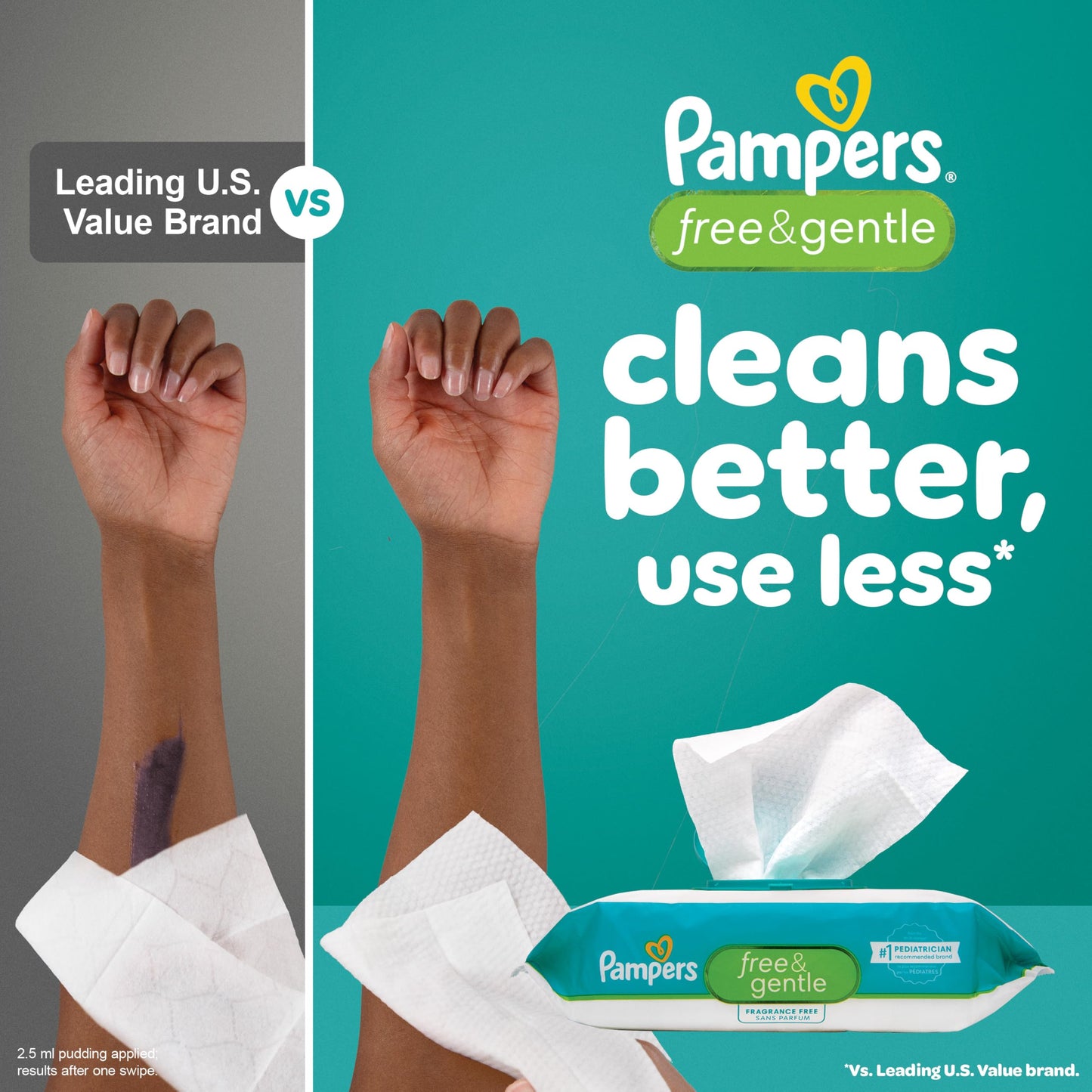 Pampers Baby Wipes, Free & Gentle, Hypoallergenic and Unscented Wipe, 100% Plant Based, Plastic-Free for Babies, 936 Total (12 Flip-Top Packs)