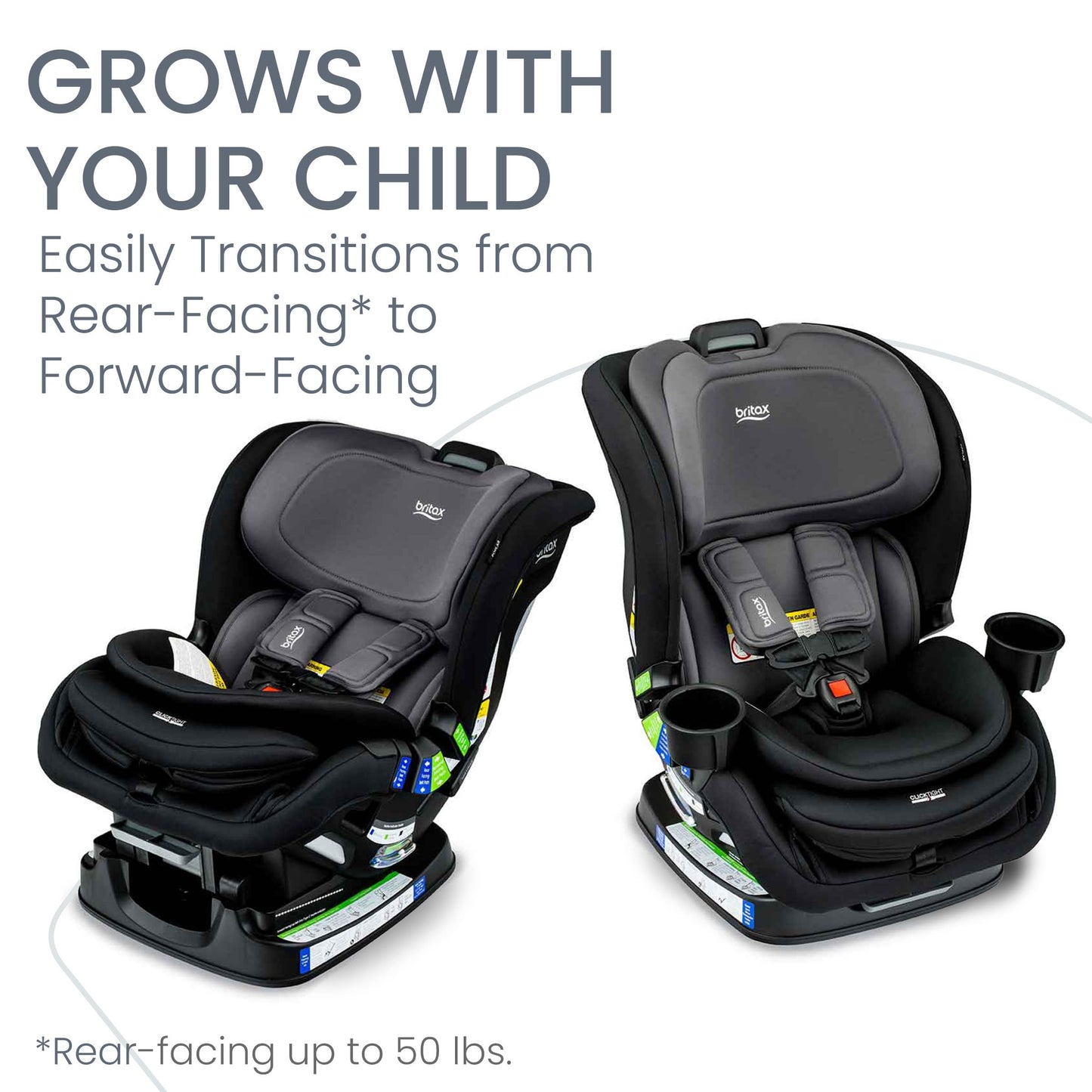 Britax Poplar S Convertible Car Seat, 2-in-1 Car Seat with Slim 17-Inch Design, ClickTight Technology, Arctic Onyx