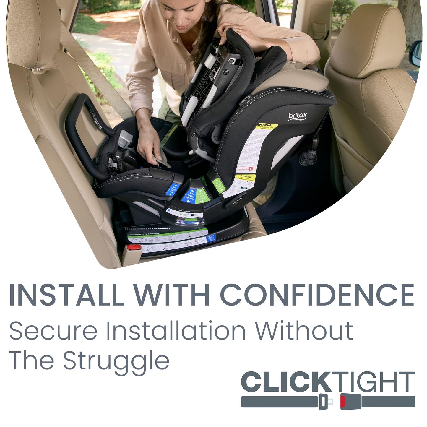 Britax Poplar S Convertible Car Seat, 2-in-1 Car Seat with Slim 17-Inch Design, ClickTight Technology, Arctic Onyx