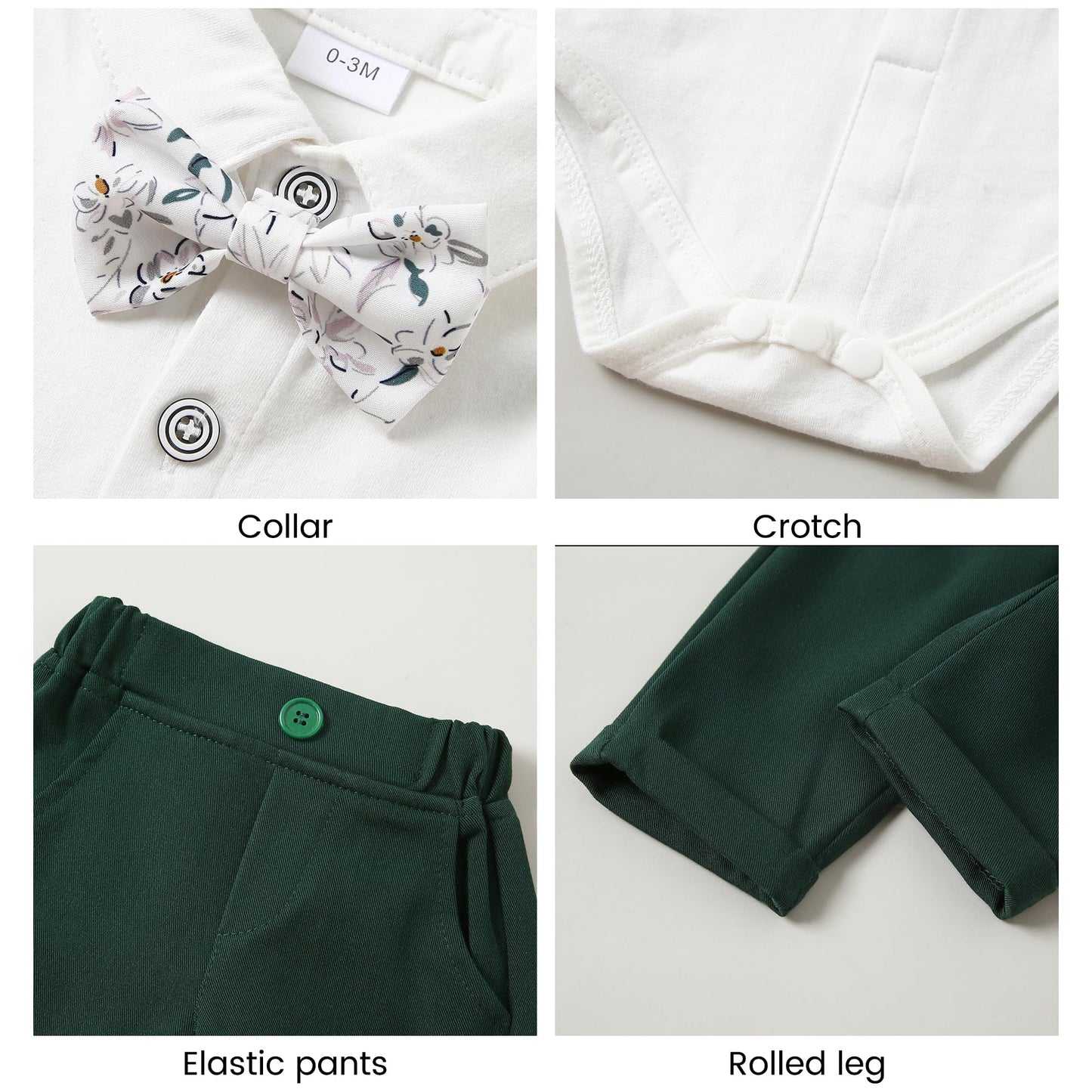YALLET Baby Boy Clothes Suit 0-24 Months Infant Gentleman Outfits Formal Dress Shirt+Bowtie+Vest+Pants Set Baby Wedding Suits