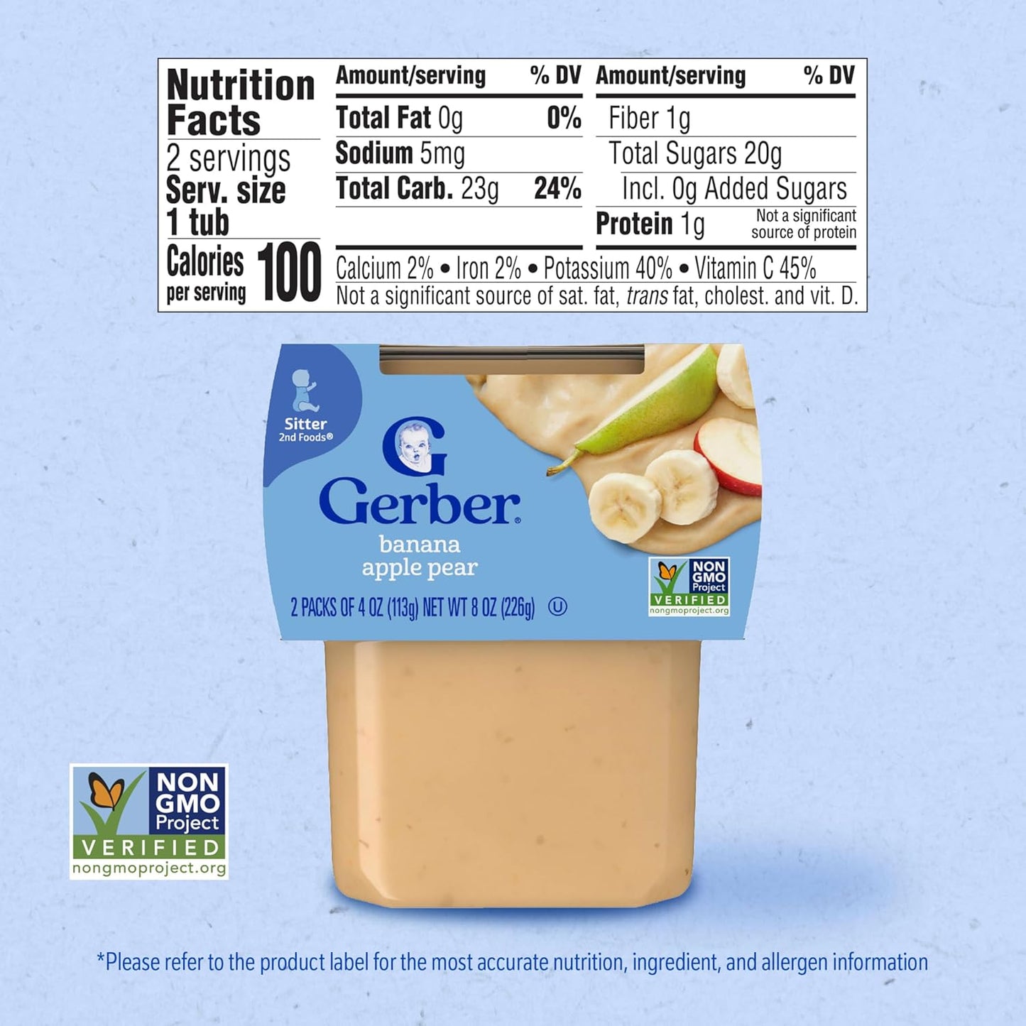 Gerber Baby Food, Banana Apple Pear, 4 Oz, 2 Ct