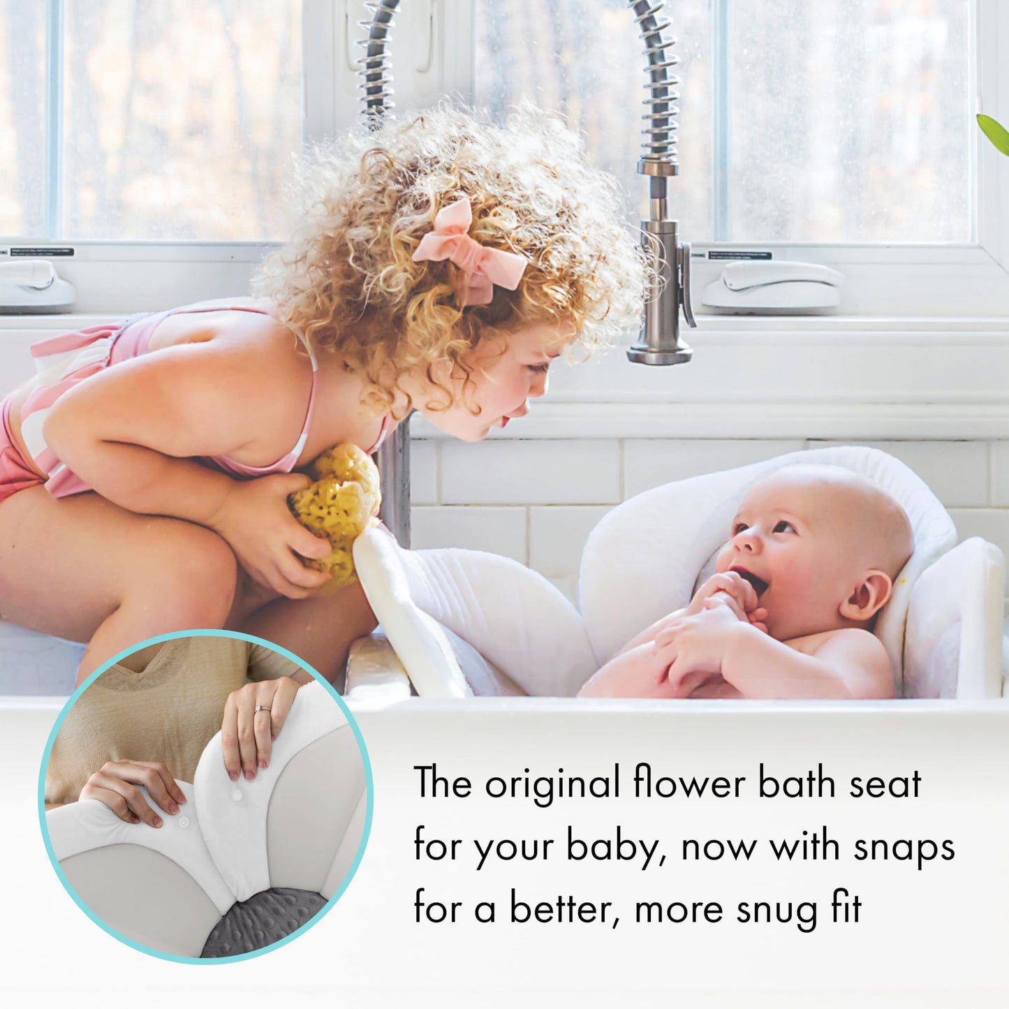 Blooming Bath Baby Bath Seat - Baby Tubs for Newborn Infants to Toddler 0 to 6 Months and Up - Baby Essentials Must Haves - The Original Washer-Safe Flower Seat (Lotus, Gray/White/Yellow)