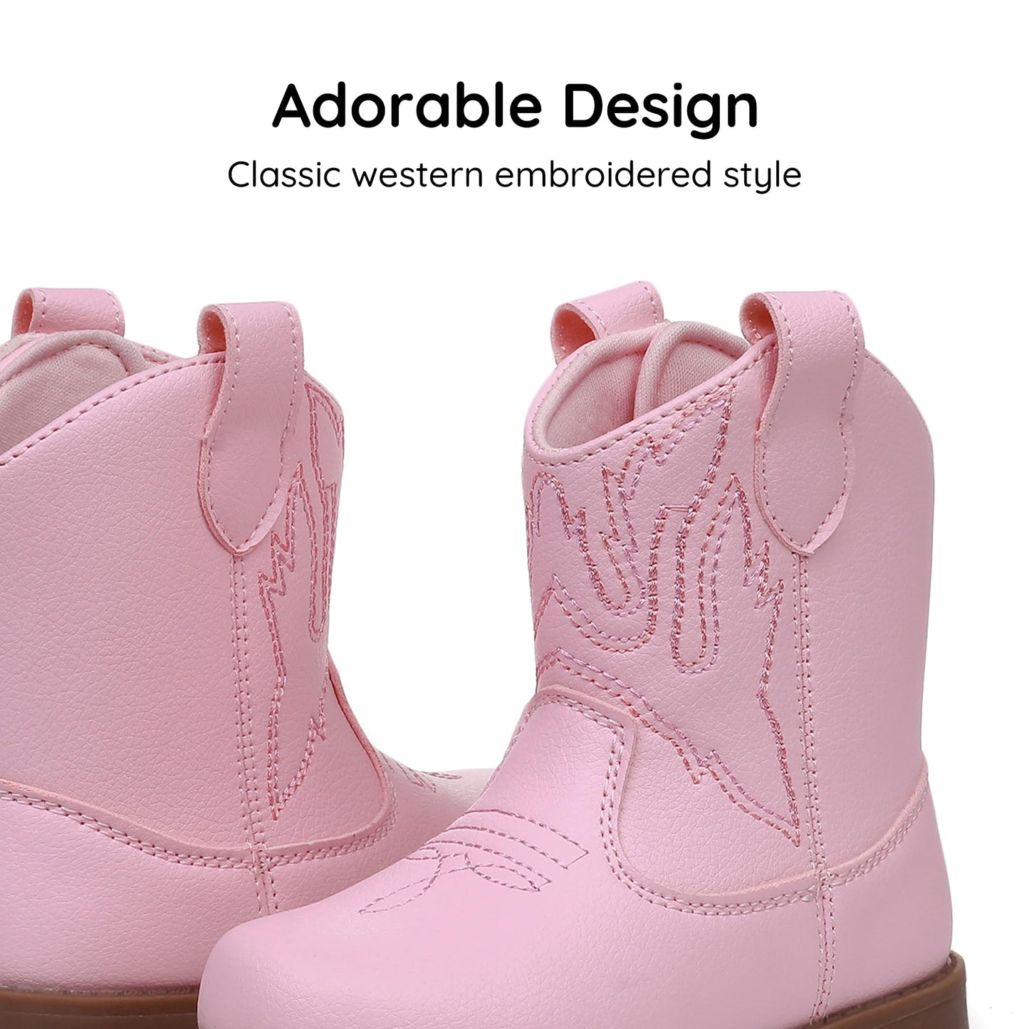 Blikcon Toddler Cowboy Boots for Boys Girls Baby Infant Cowgirl Boots Round Toe All Seasons 6-36 Months (Infant/Toddler)
