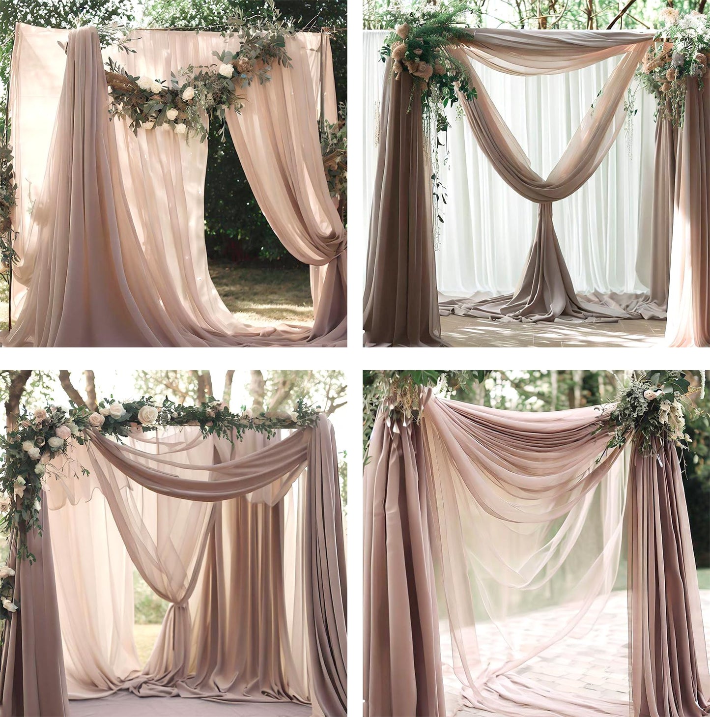 Barcelonetta | Chiffon Fabric | Decoration, Drapery Fabric | Wedding, Gender Reveal, Baby Shower, Birthday | for Arbor, Arch, Canopy, Table and Chair Decoration (Dusty Rose, 10 Yards)