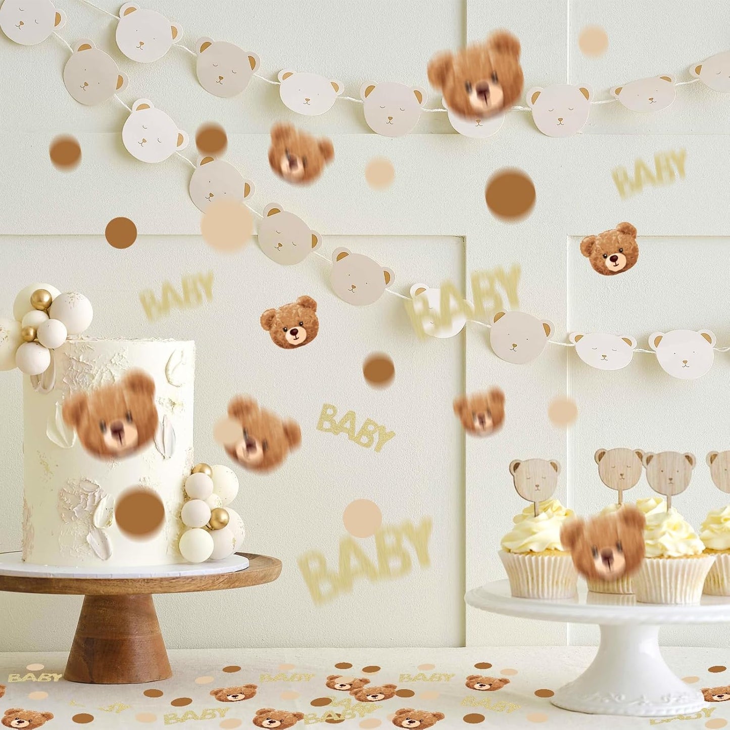 100pcs Bear Confetti Baby Shower Cream Brown We Can Bearly Wait Baby Shower Decorations Bear Table Scatter