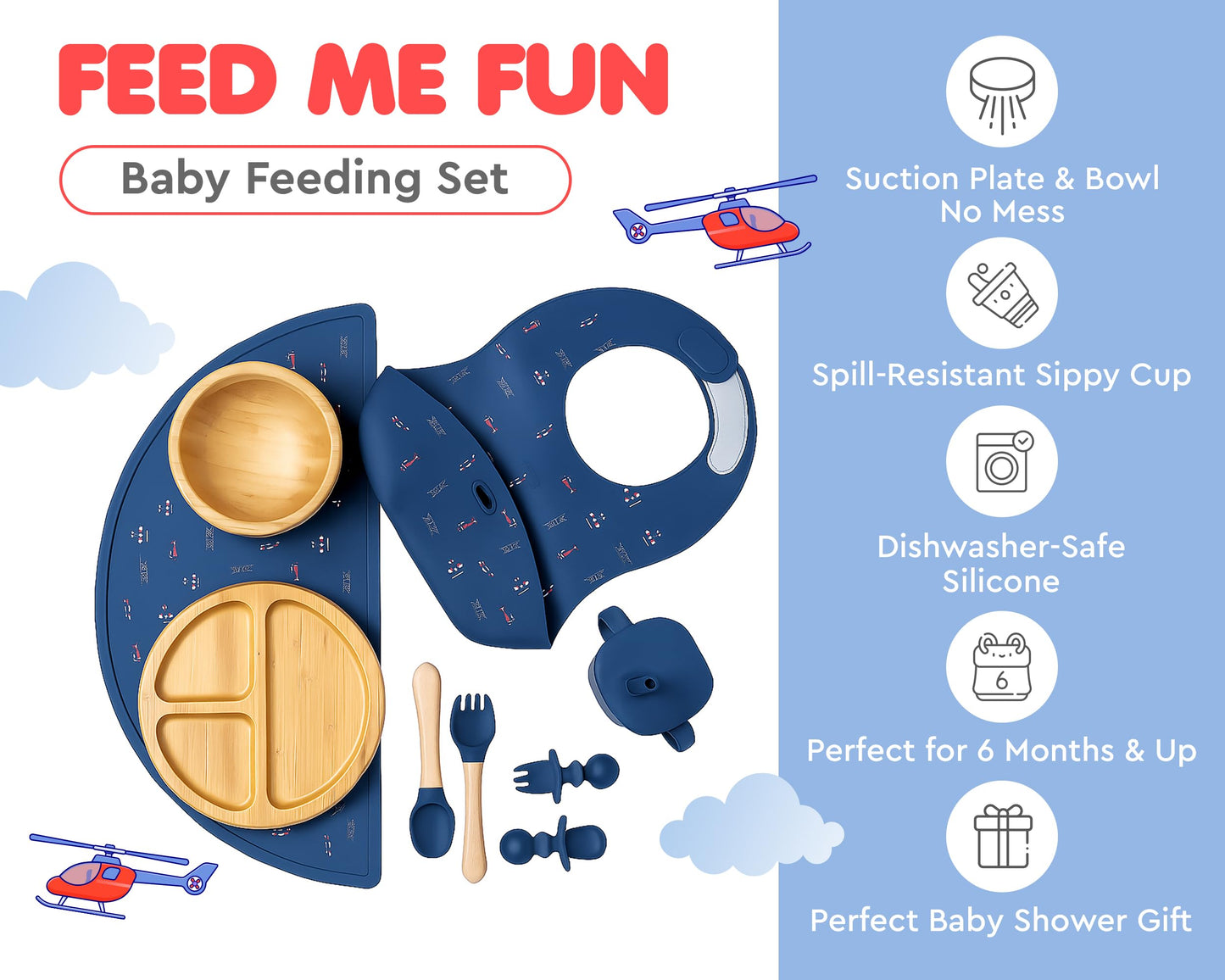 Bamboo Baby Feeding Set for Infants & Toddlers - Baby Essentials, Non-Toxic, Sustainable, Bamboo Suction Plate & Bowl, Bib, Sippy Cup w/Lid & Straw, Daily Use, Travel, Baby Shower Gifts (Pink)
