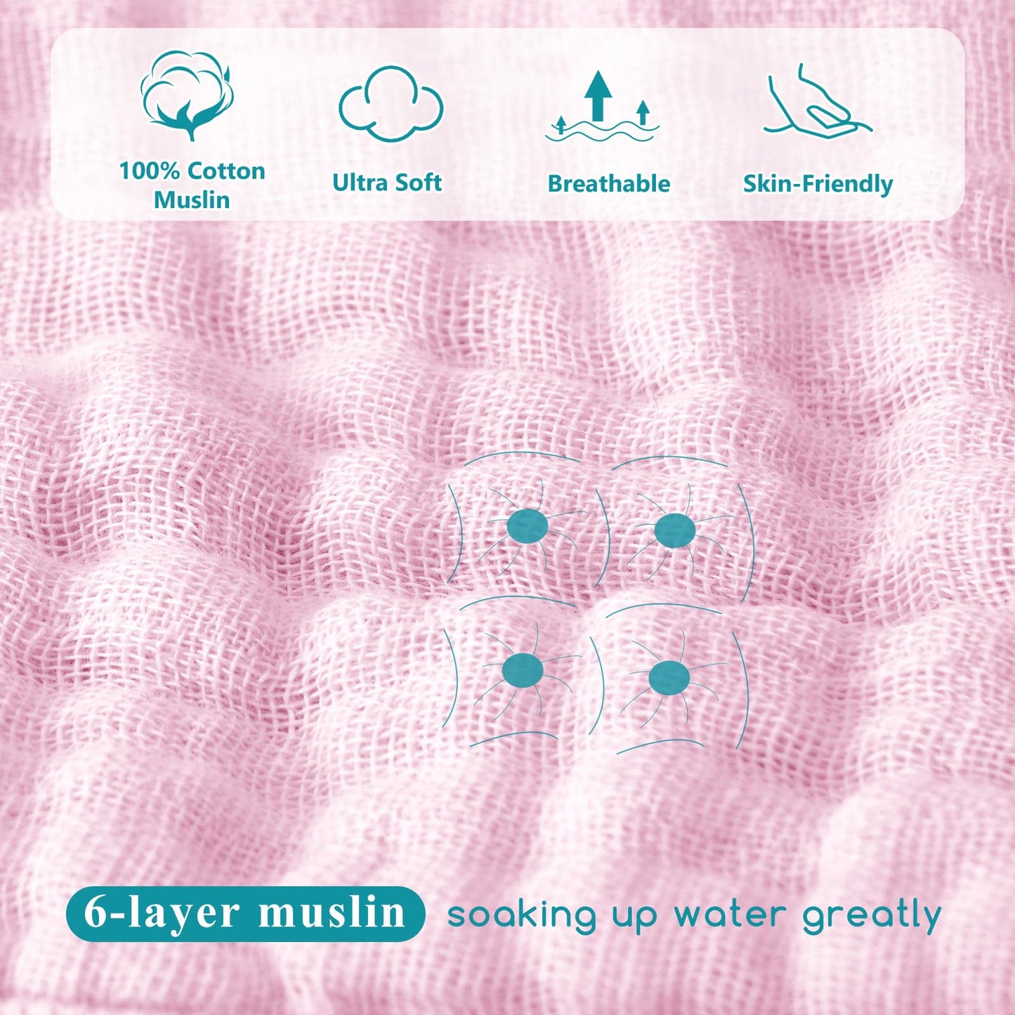 PHF 2 Pack Baby Hooded Towels, 100% Muslin Cotton Baby Bath Towel with Hood for Newborn, Infant, Toddler, Ultra Soft and Absorbent Baby Essentials Bath Towels for Girls, 32x32Inch, Floral