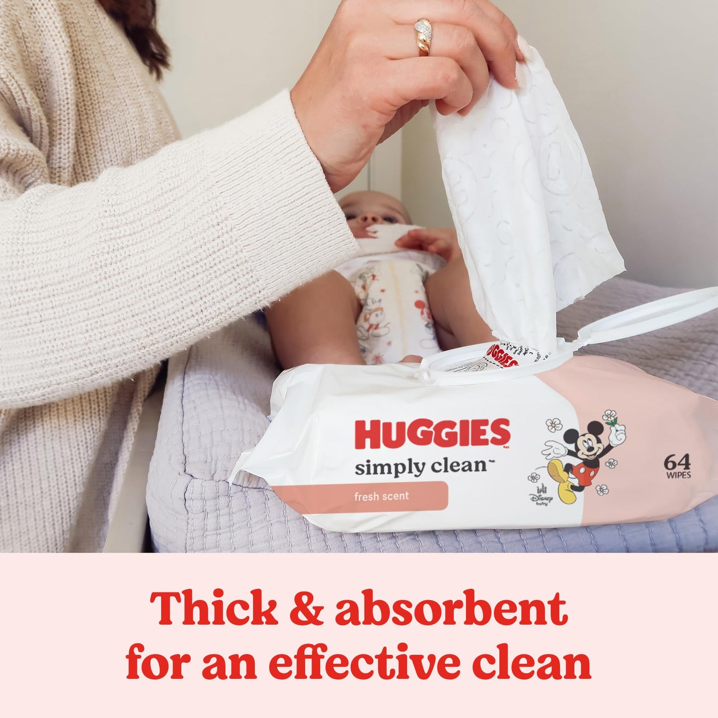 Huggies Simply Clean Fresh Scent Baby Wipes, 3 Flip-Top Packs of 64 (192 Wipes Total), Packaging May Vary