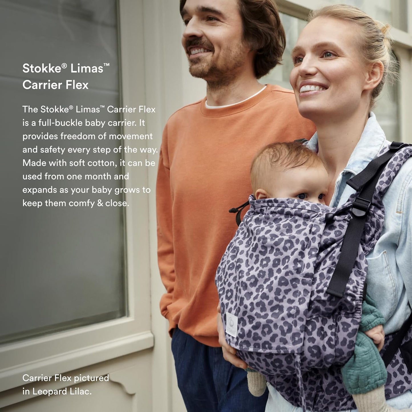 Stokke Limas Carrier Flex, Floral Beige (OCS) - Full-Buckle Baby Carrier - Three Carrying Options - Safe for Babies from 1 Month/8.8 lbs to 44.1 lbs