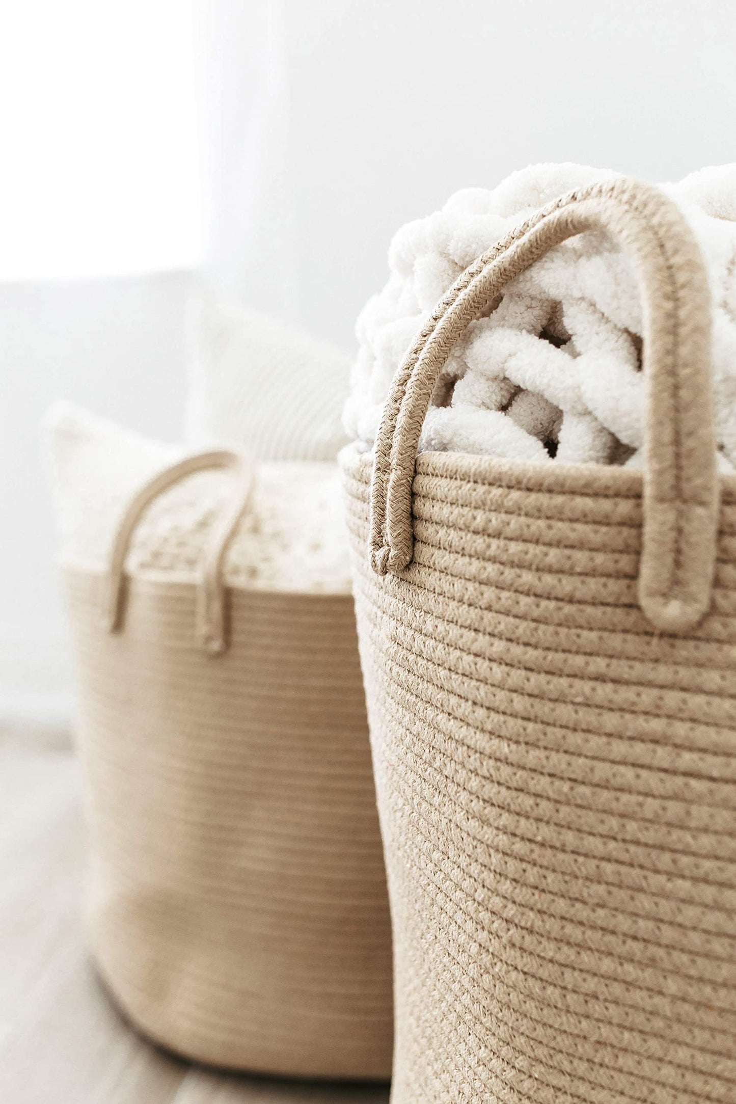 OrganiHaus Large Blanket Basket for Living Room 20x13, Rainbow Rope Basket for Classroom Organization, Toy Storage Basket, Woven Kids Laundry Basket, Baby Toy Box, Cute Storage Basket, Nursery Hamper