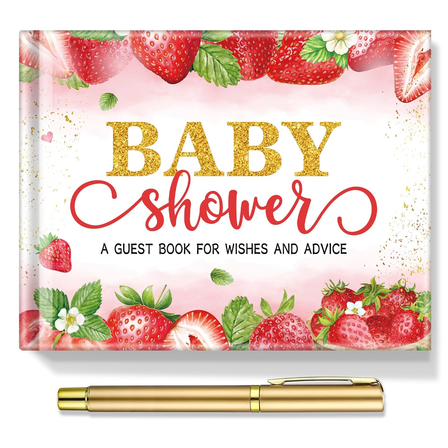 27 Pcs Butterfly Floral Baby Shower Guest Book Set Baby Shower Sign in Guest Floral Book Place Table Cards with Gold Pen Adhesive Photo Corner for Birthday Party