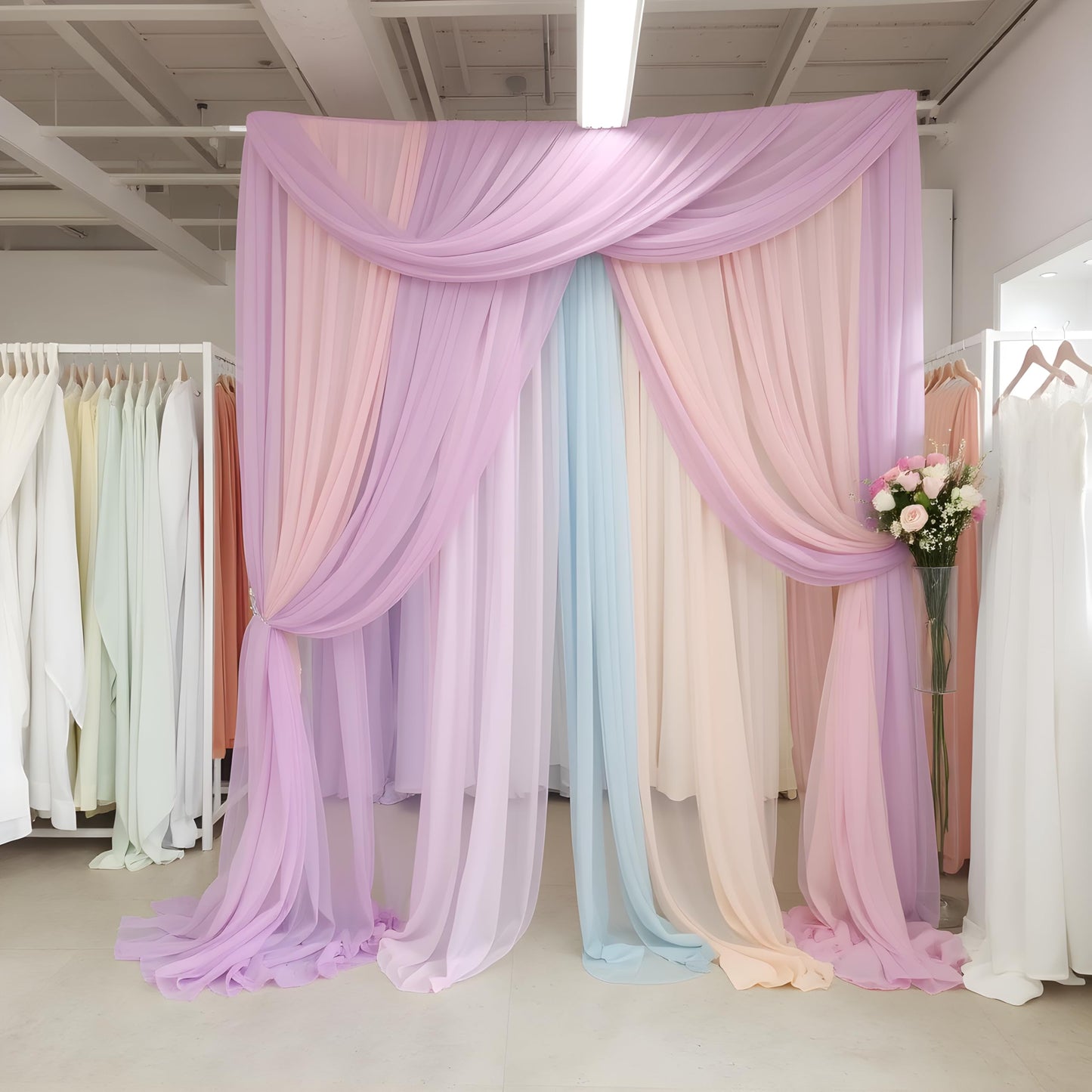 Barcelonetta | Chiffon Fabric | Decoration, Drapery Fabric | Wedding, Gender Reveal, Baby Shower, Birthday | for Arbor, Arch, Canopy, Table and Chair Decoration (Dusty Rose, 10 Yards)