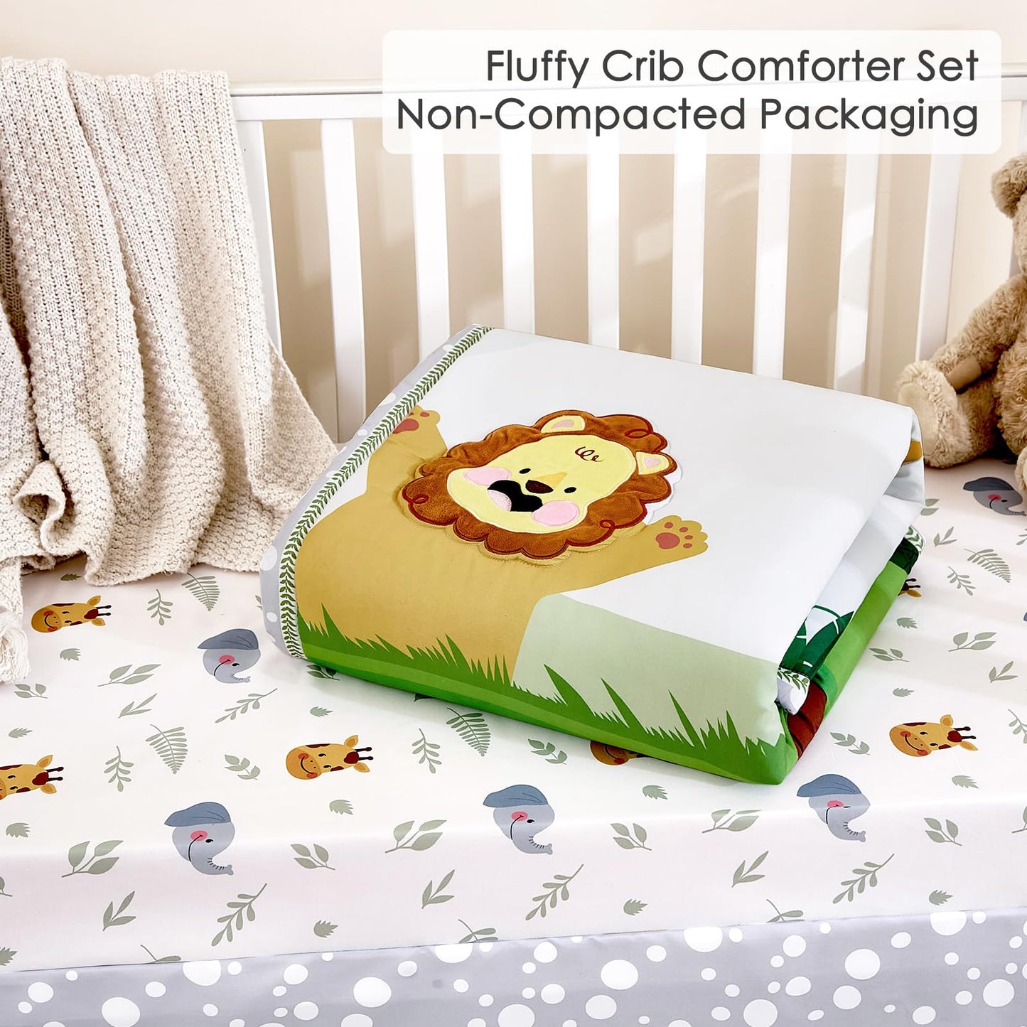 3-Piece Crib Sets for Boys - Ultra Soft Baby Boy Crib Bedding Set Includes Crib Comforter, Sheet & Skirt (Dinosaur)