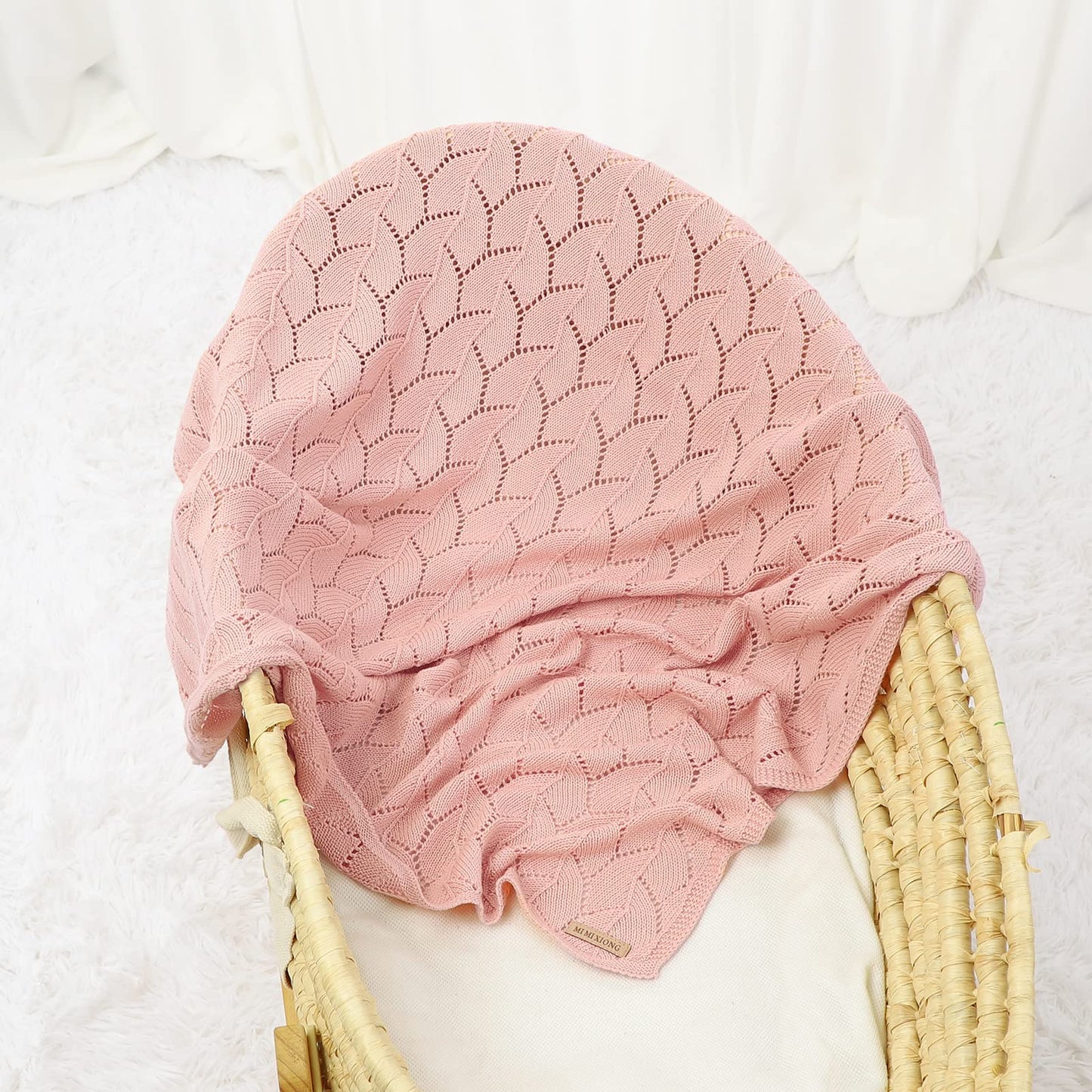 mimixiong 100% Pure Cotton Baby Blanket Extra Soft Cellular Neutral Swaddle Receiving Crib Blanket for Newborn Baby Boy Girl Size 30 x 40 inches (Pink)