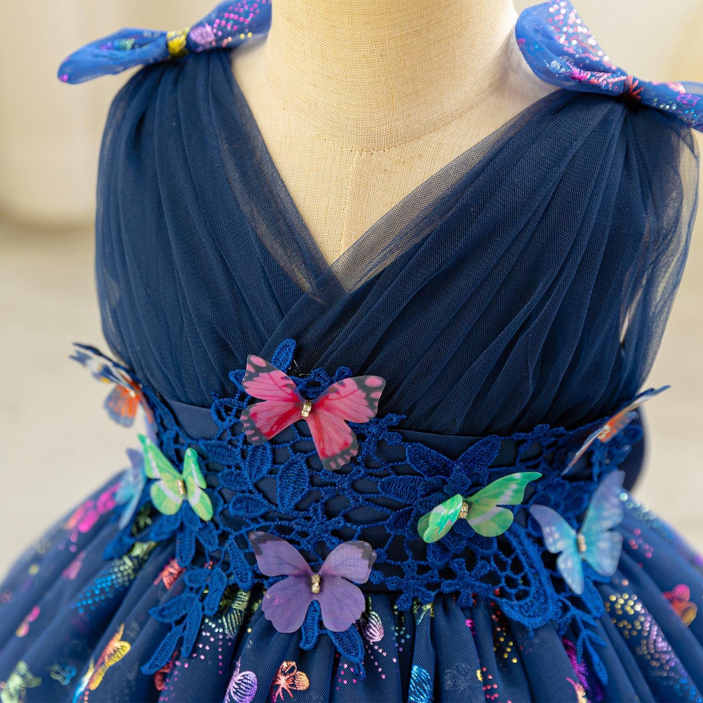 IDOPIP Toddler Baby Girls Shiny Butterfly Tutu Dress Princess Birthday Party Pageant Flower Girl Wedding V-Backless Dresses