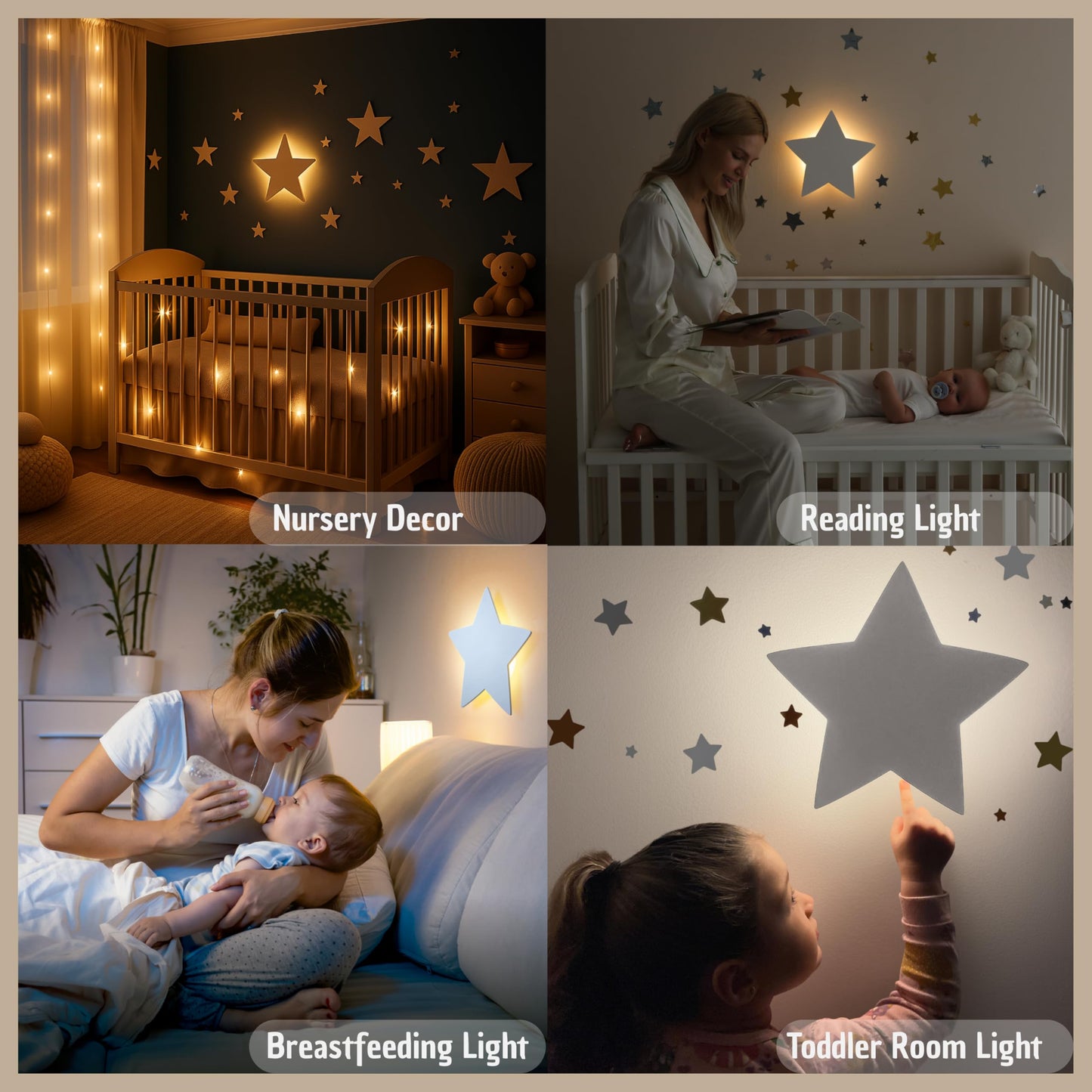 Cloud Lamp (Pack of 1) with Nursery Wall Decals - Baby Night Light - Cloud Nursery Decor - 3 Levels Dimmer - Rechargeable - Baby Room Decor - Nursery Lighting
