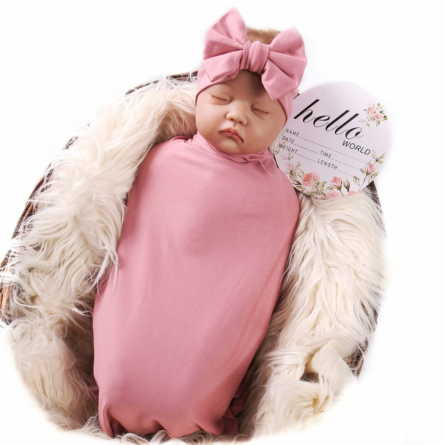 Galabloomer Newborn Receiving Blanket Headband Set Baby Flower Swaddle (vintage flower)