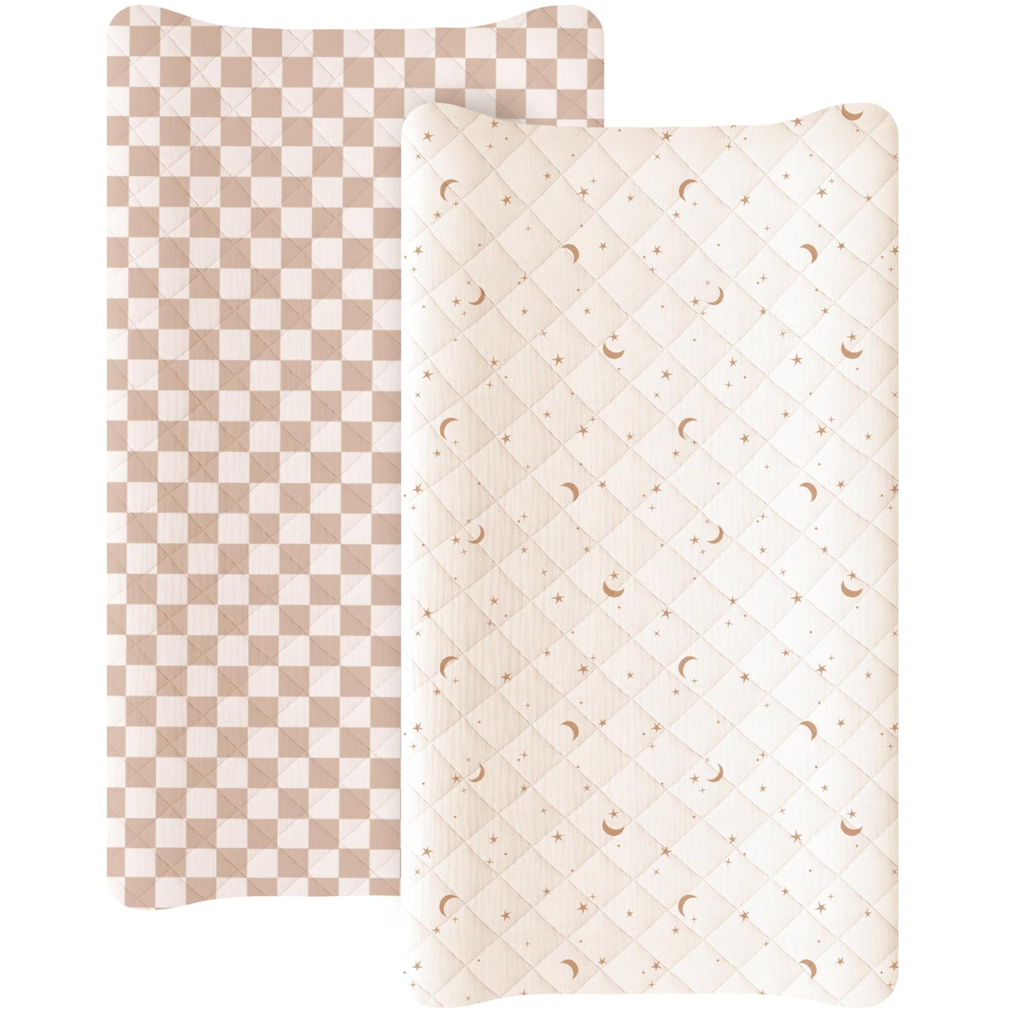 Konssy Waterproof Muslin Changing Pad Cover 2 Pack, Quilted Cotton Fitted Diaper Chang Table Cover, Soft Changing Pad Sheets for Girls Boys (Blossom,Pink)