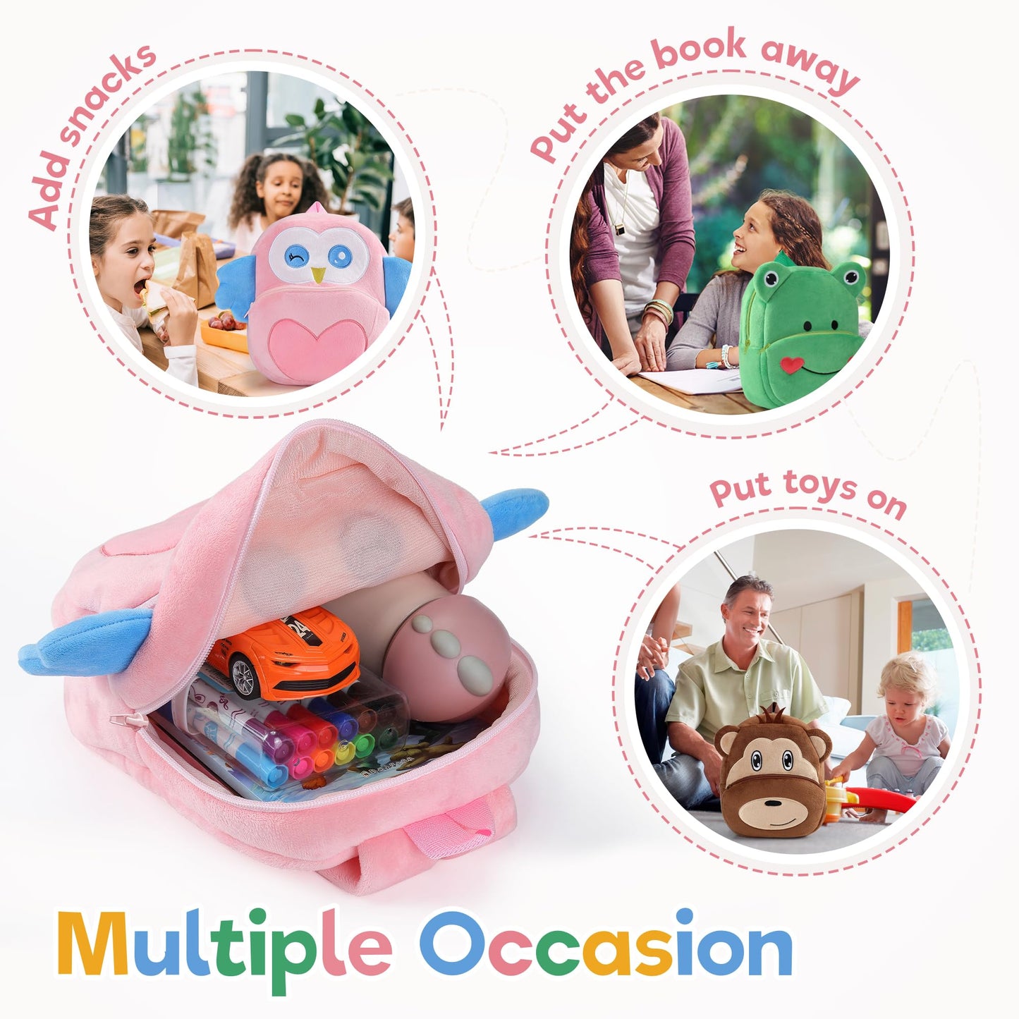 MICHLEY Toddler Backpack Plush Animal SchoolBag Cartoon Girls Travel Bag Mini Baby Daypack for Kids Kindergarten Pre School Bags, Cow