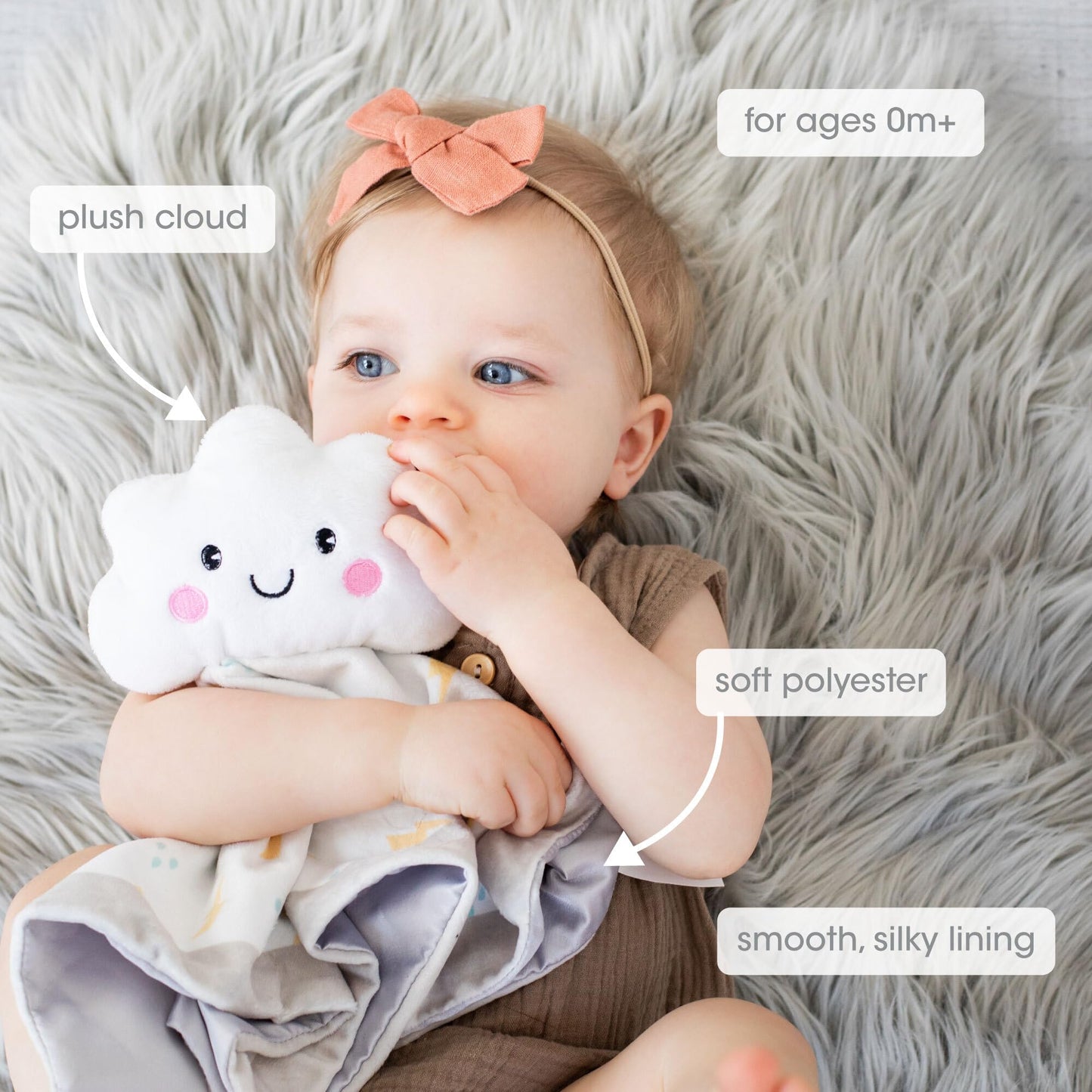 Pearhead Cloud Security Blanket, Soft Baby Lovey for Babies, Snuggle Toy Stuffed Animal, Newborn Infant and Toddler Security Toy, Baby Boy or Baby Girl Lovie, New Baby Gift, White Cloud Lovey