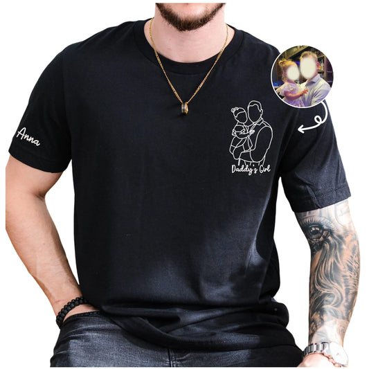 NAZENTI Personalized Dad Embroidered Sweatshirt, Custom Dad Est Shirt with Kid Name, Photo Shirt for Men, Fathers Day Shirts