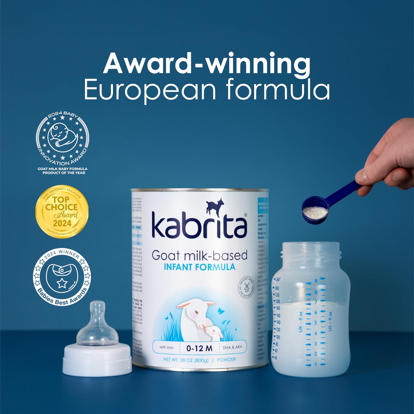 Kabrita Goat Milk Infant Formula - Easy to Digest Baby Formula 0-12 Months - Contains Prebiotics, Iron, DHA, Non-GMO - Gentle on Sensitive Tummies - Formula Supporting Gut Health & Sleep - 28Oz