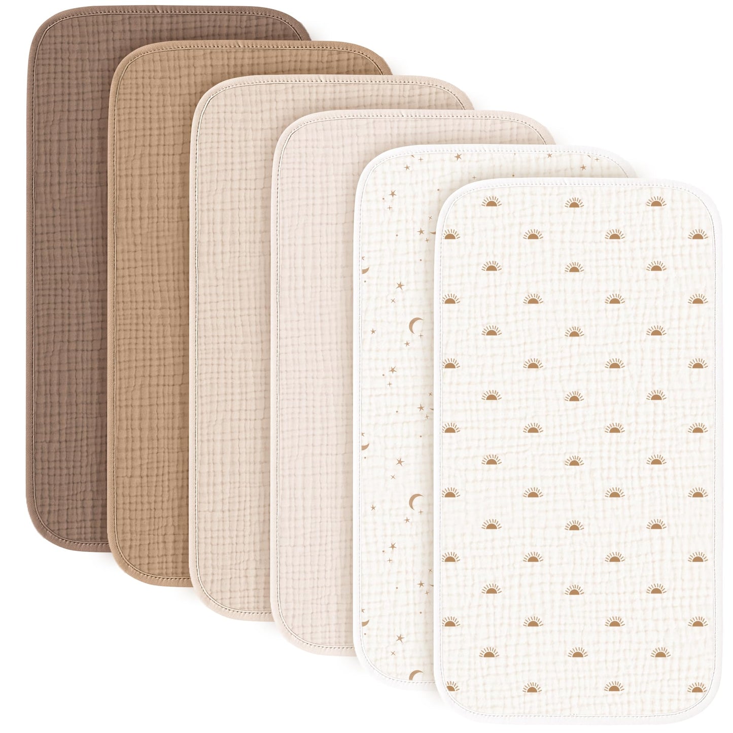 Konssy 6-Pack Muslin Baby Burp Cloths, Large 100% Cotton Burping Clothes, Soft & Absorbent for Newborns, Baby Boys and Girls