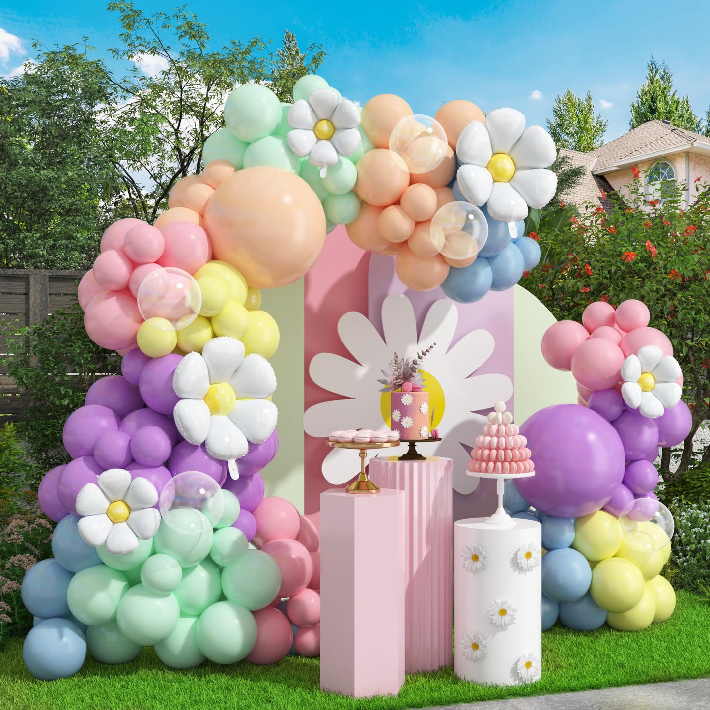 HOUSE OF PARTY 140PCS Pastel Rainbow Balloon Arch Garland Kit - Balloon Arch Kit-Birthday Balloons, Globos para Decoracion de Fiestas | Ideal for valentines day Baby Shower Party Decorations