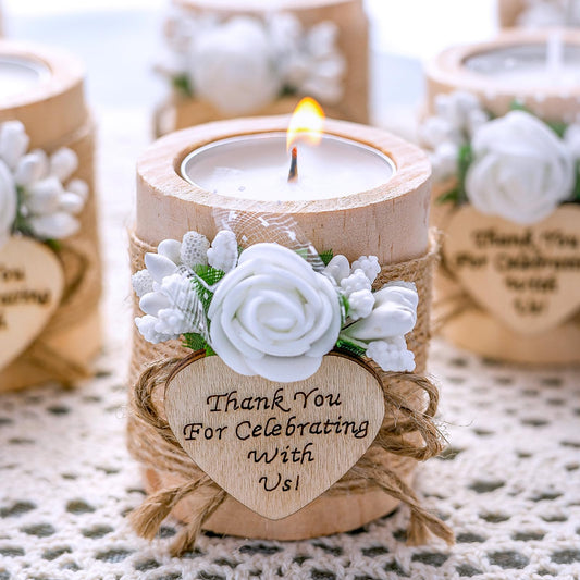 50 Piece Set of Wooden Tealight Candle Holders, Wedding Party Favors, Candle Favors, Guests Return Gifts, Bridal Shower Favors, Baby Shower Favor for Guests. (Dark Brown 50 pcs)