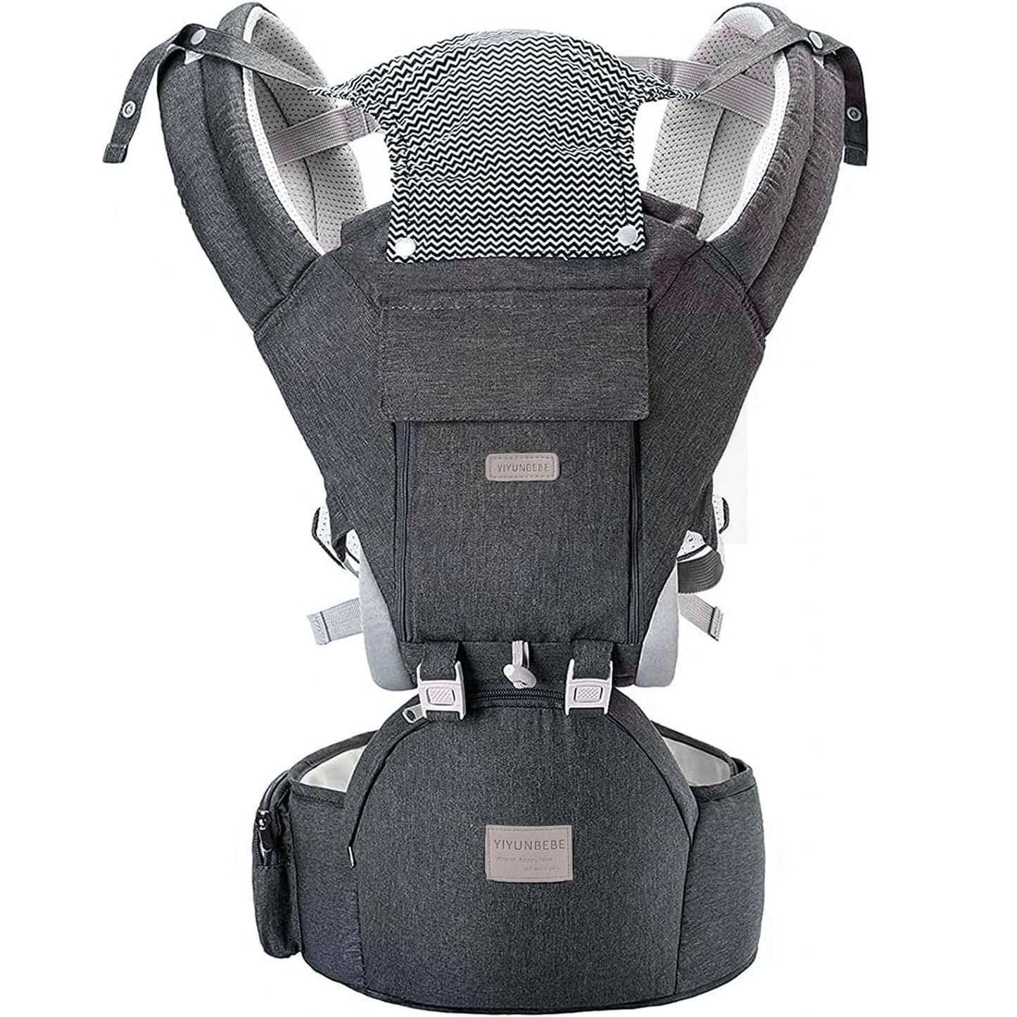 Baby Carrier, Ergonomic 6-in-1 Baby Carrier with Hip Seat for Newborn Infant Toddler, Adjustable Detachable Baby Holder Carrier for Dad Mom