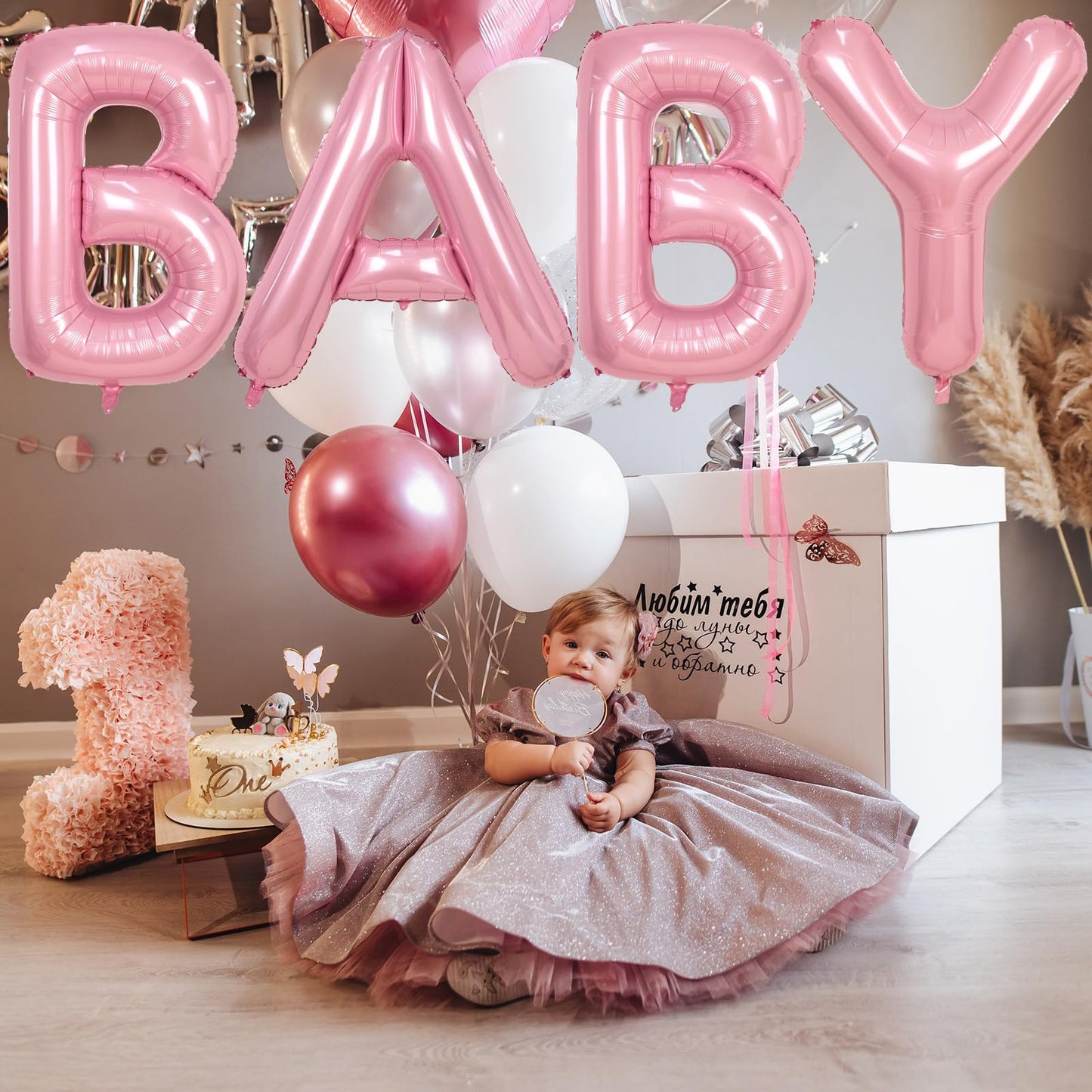 40 Inch Beige OH BABY Balloon for Baby Shower, Large Cream White Oh Baby Balloons Letters with Ribbon, Neutral Ivory Alphabet Oh Baby Balloon Banner Sign for Gender Reveal Backdrop Party Decorations