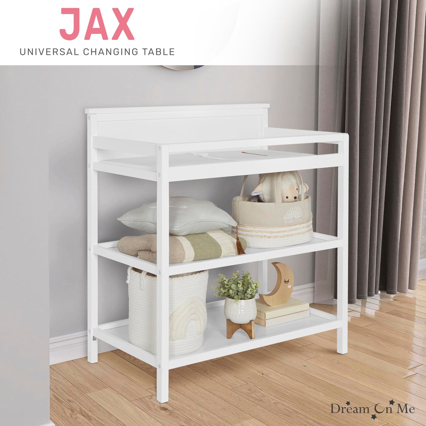 Dream On Me Jax Universal Changing Table, White , 34x20x40 Inch (Pack of 1)